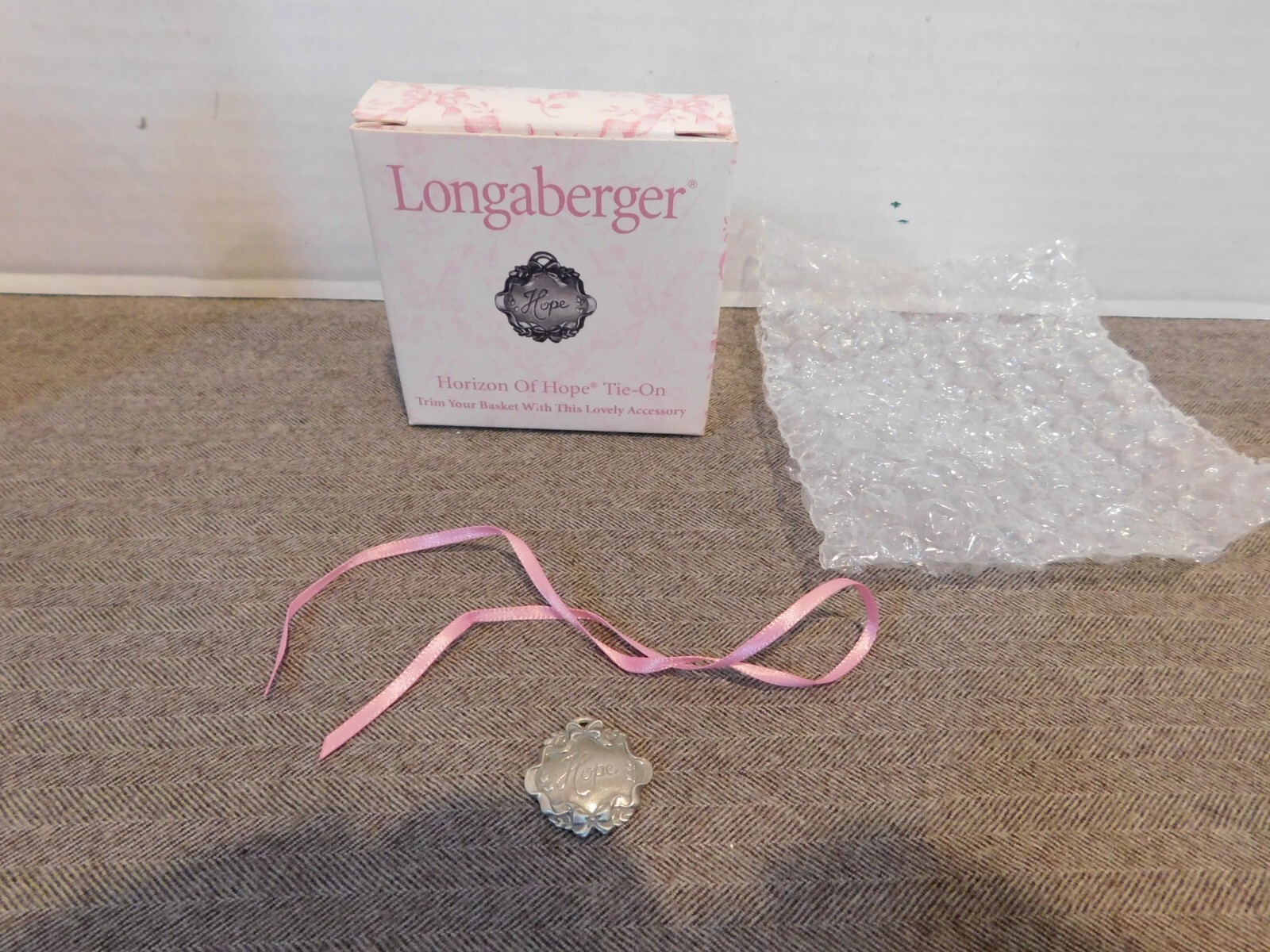 Longaberger 2001 Pewter Embossed Hope Tie On New
