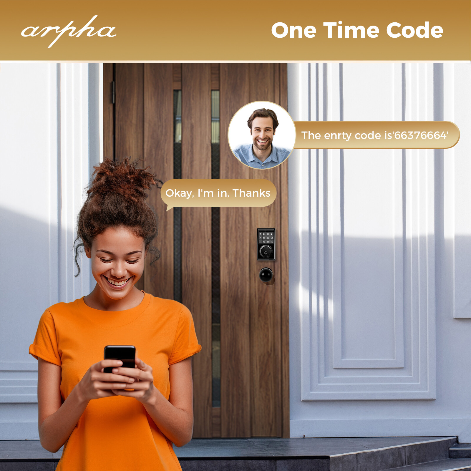 Keyless Entry Door Lock 100Code Smart Deadbolt App Anti-Peeping Password+Handle