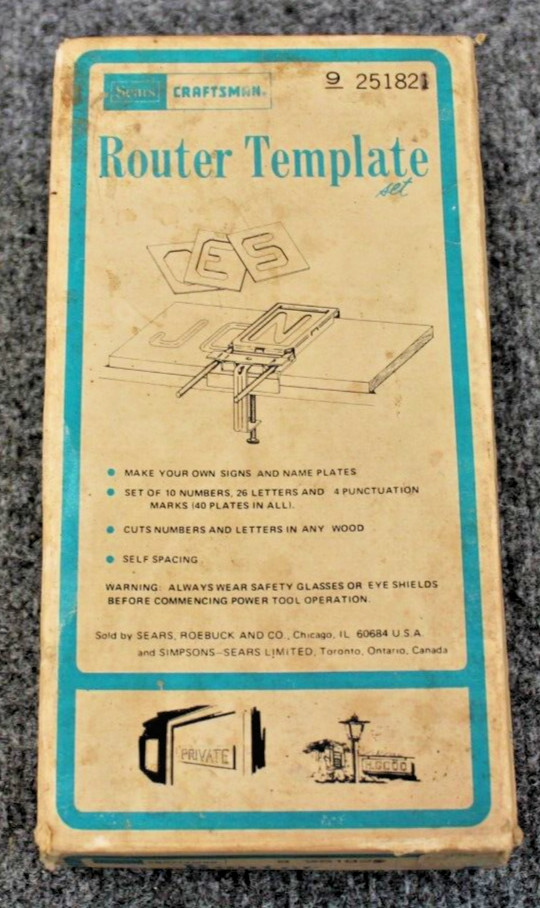 Sears Craftsman Router Template Set 9251821 (USED)