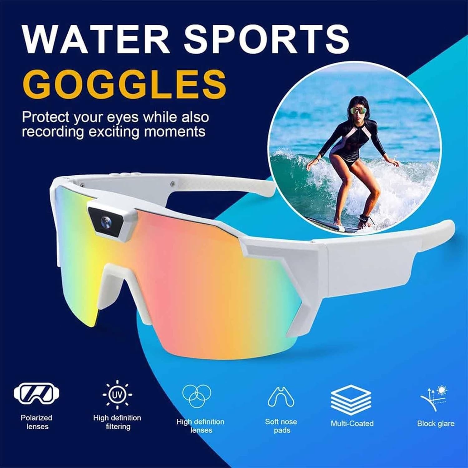 Baseball Glasses with Camera,4K POV Sports Smart Camera Sunglass Record Video---