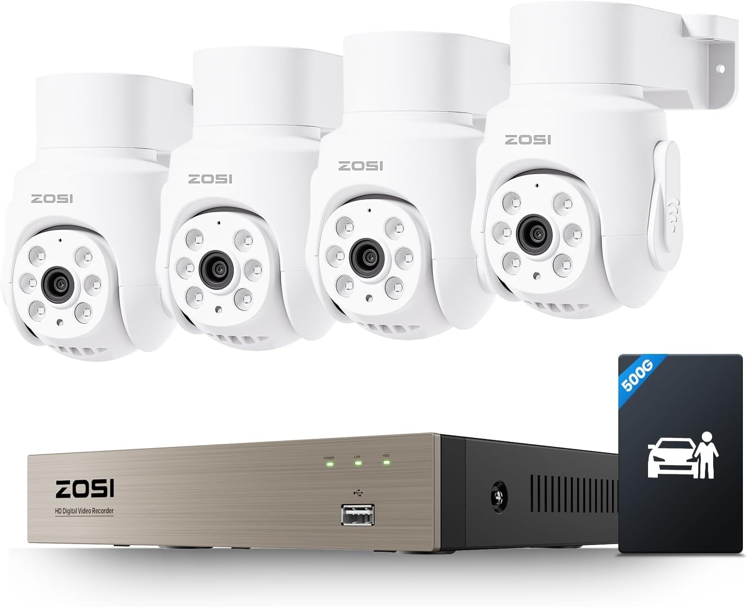ZOSI 8CH 2MP 1080P PTZ Security Camera System CCTV System IR Night Vision 500GB