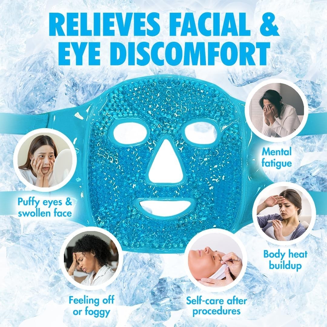 Face Ice Pack, Reusable Hot & Cold Ice Face Gel Compress for Helping
