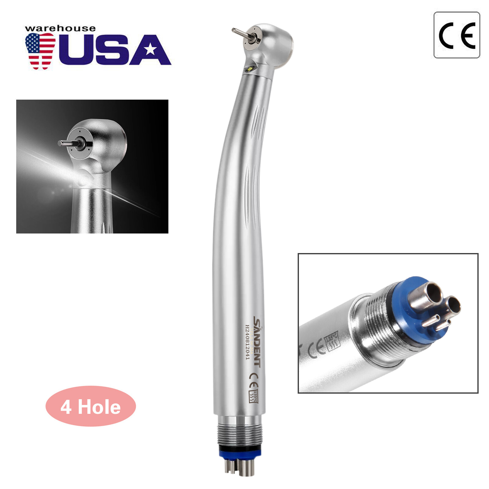 10 PCS SANDENT Dental E-Generator LED Optic High Speed Handpiece 4Hole Ceramic