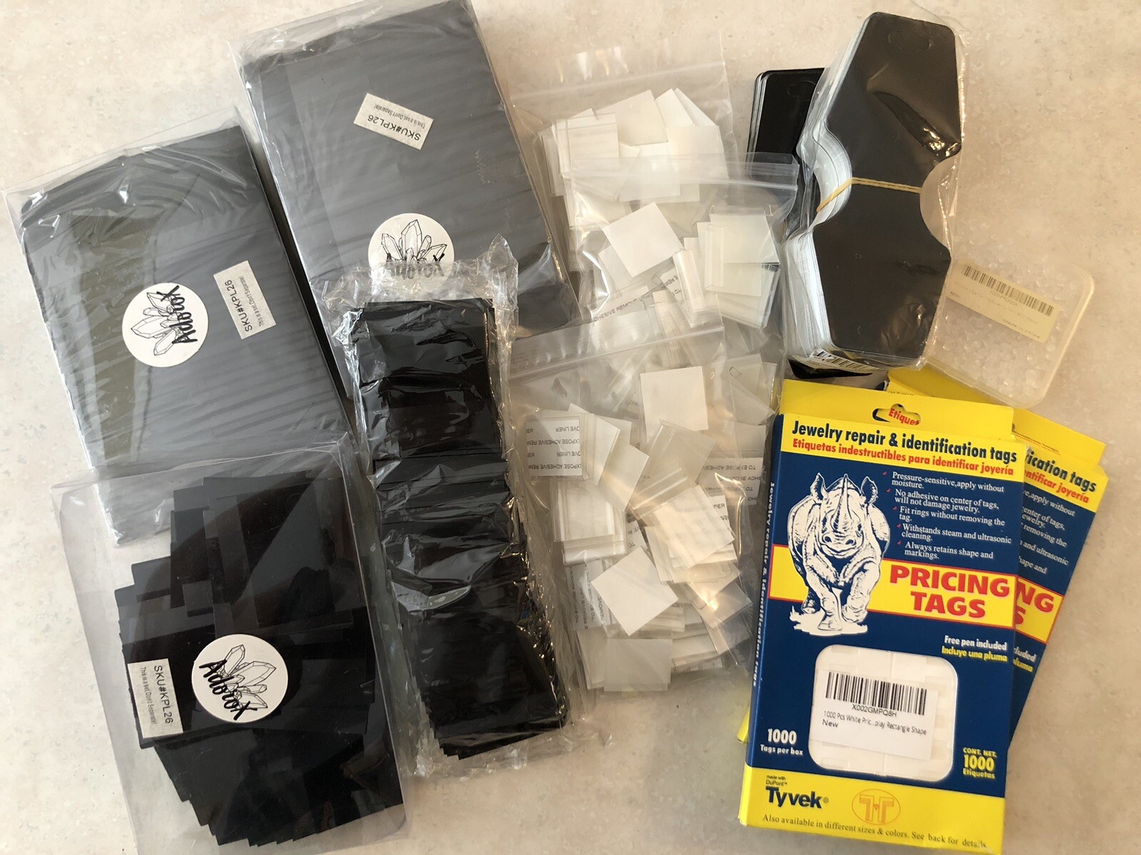 Lot Earring Display Cards, Silicone Earring Backs/Stoppers, Pricing Tags