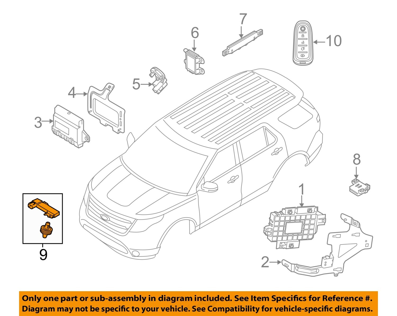 FORD OEM 09-15 Edge Electrical Alarm System-Antenna 8M5Z19D596A