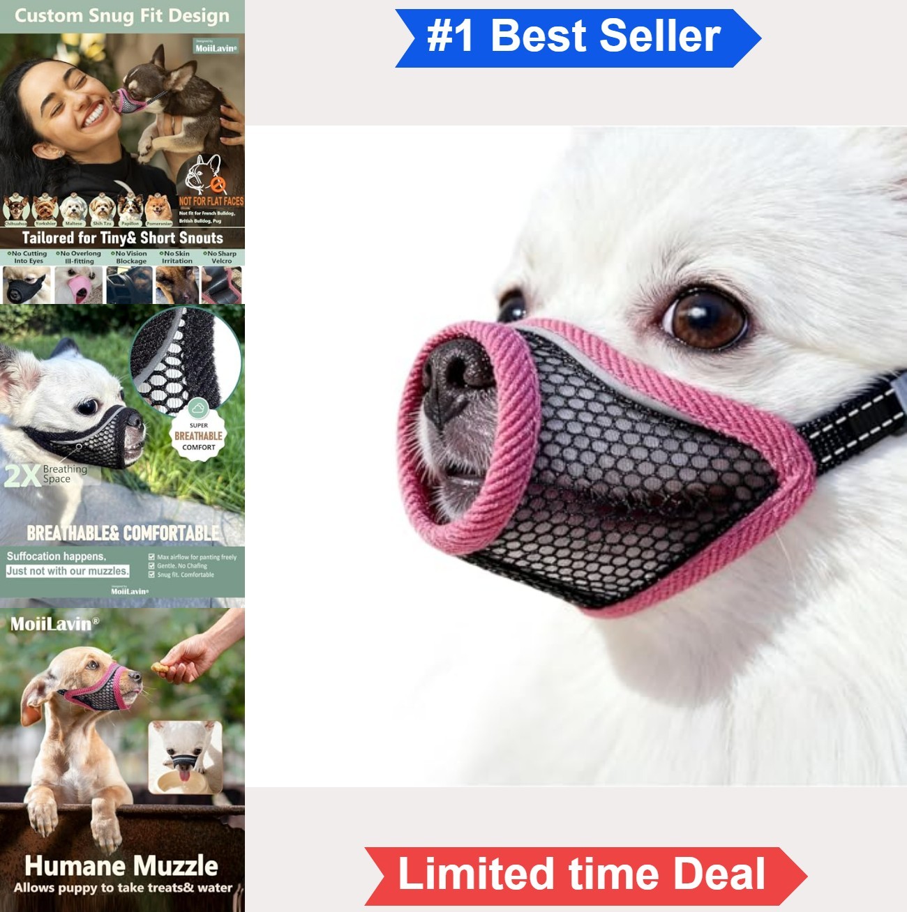 Soft Mesh Dog Muzzle for Small Dogs XXS Short Snout Biting Grooming Puppy