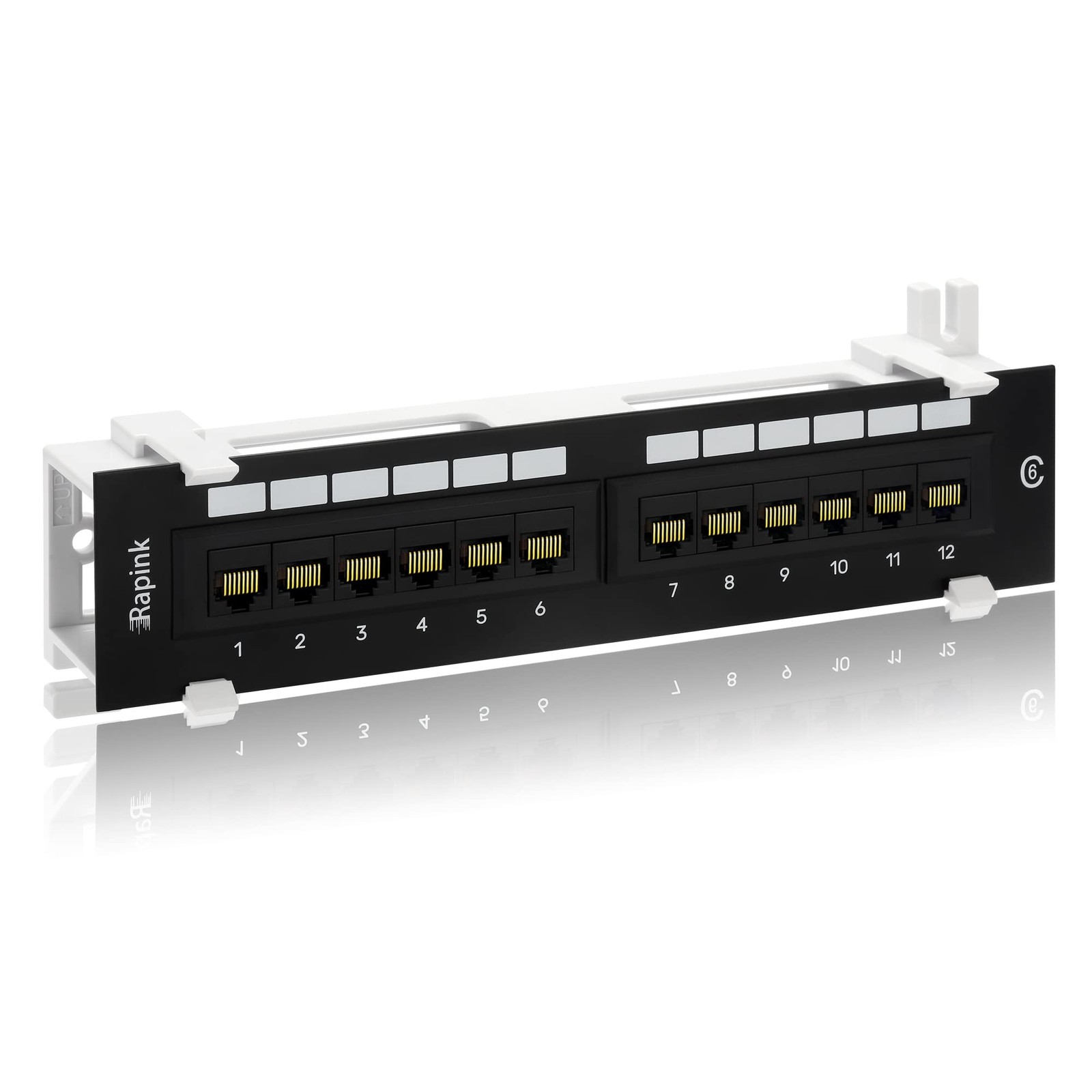 Patch Panel 12 Port Cat6 10G Support, Network Patch Panel UTP 10-Inch, Wallmo...