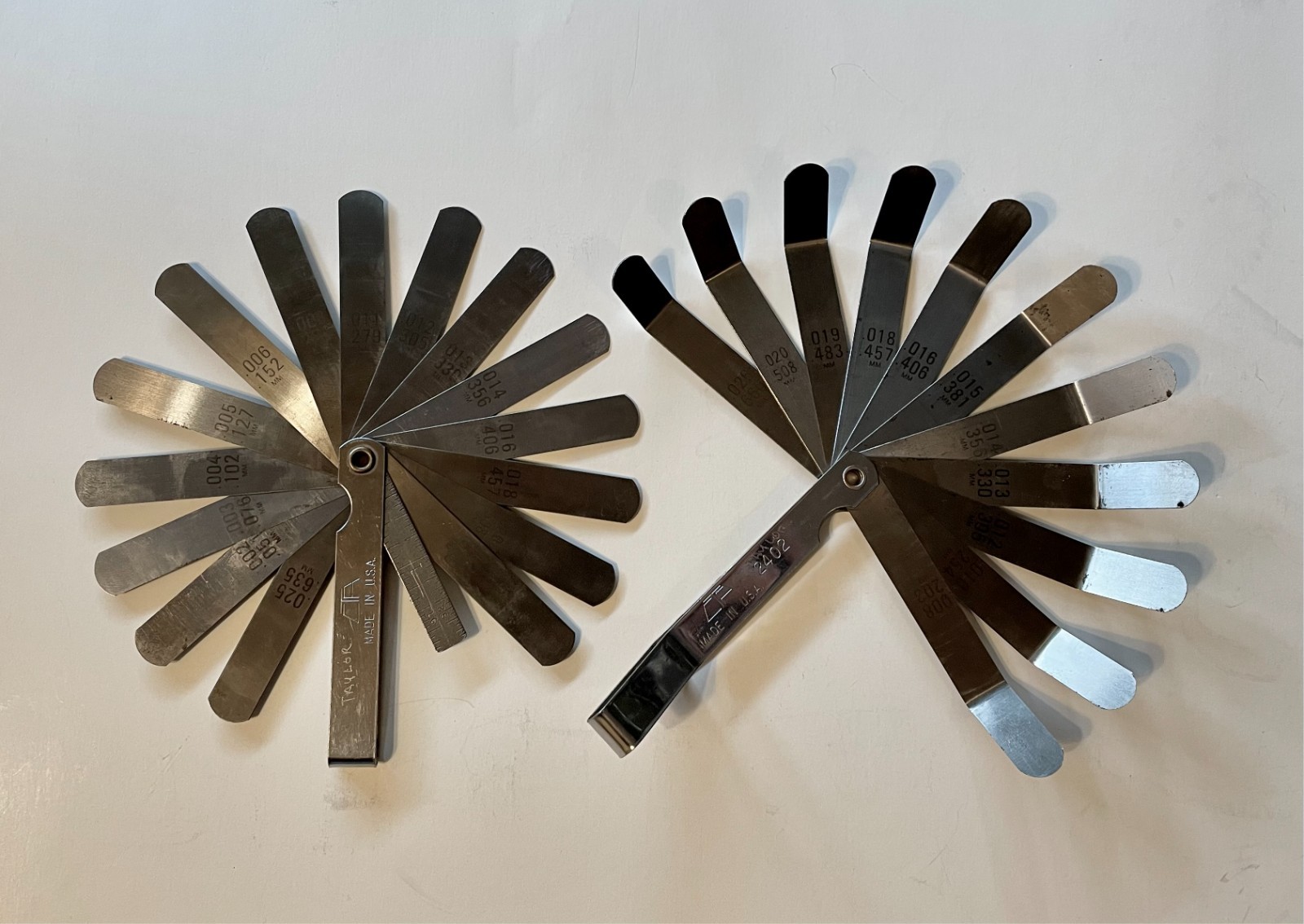 Two (2) Vintage CTA Tools Feeler Gauge Sets; One Angled, One Flat; Made in USA