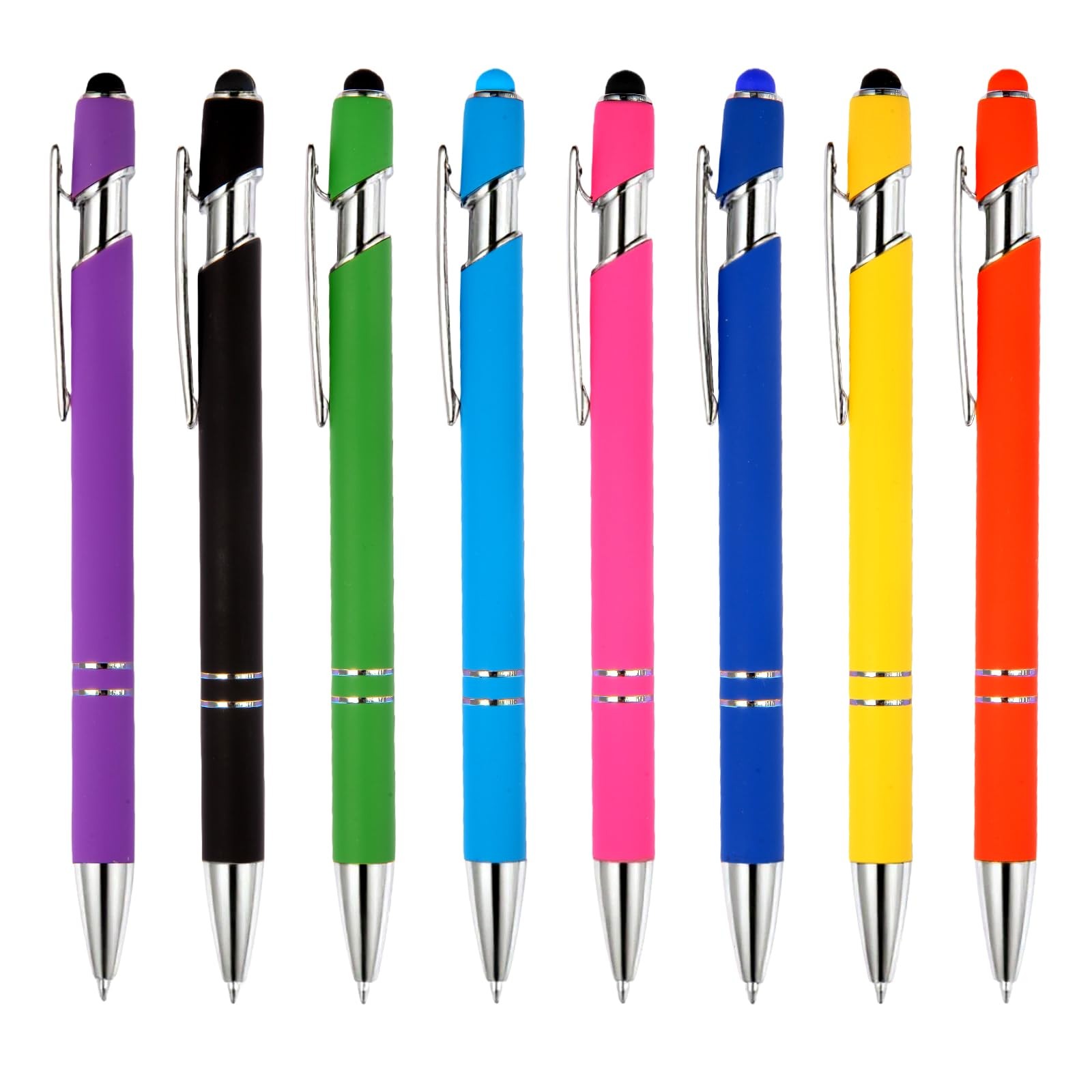 Ballpoint Pen 2-in-1 Stylus 8 Pack, Retractable Ballpoint Pen with Stylus tip...