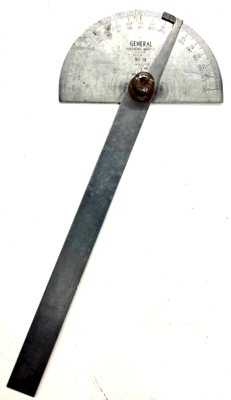 GENERAL HARDWARE CO. STAINLESS STEEL PROTRACTOR, No. 18