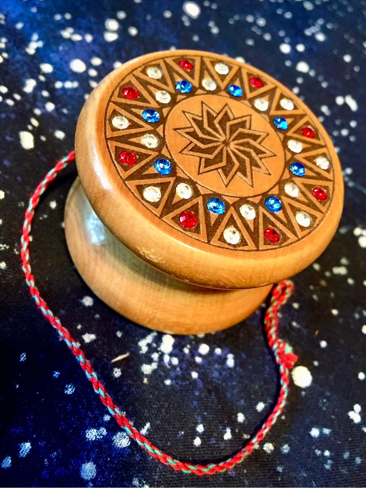 One -of-a Kind Handmade Wooden Yo-Yo- Gemstone Inlay-YoyoSpin by Ed Davison