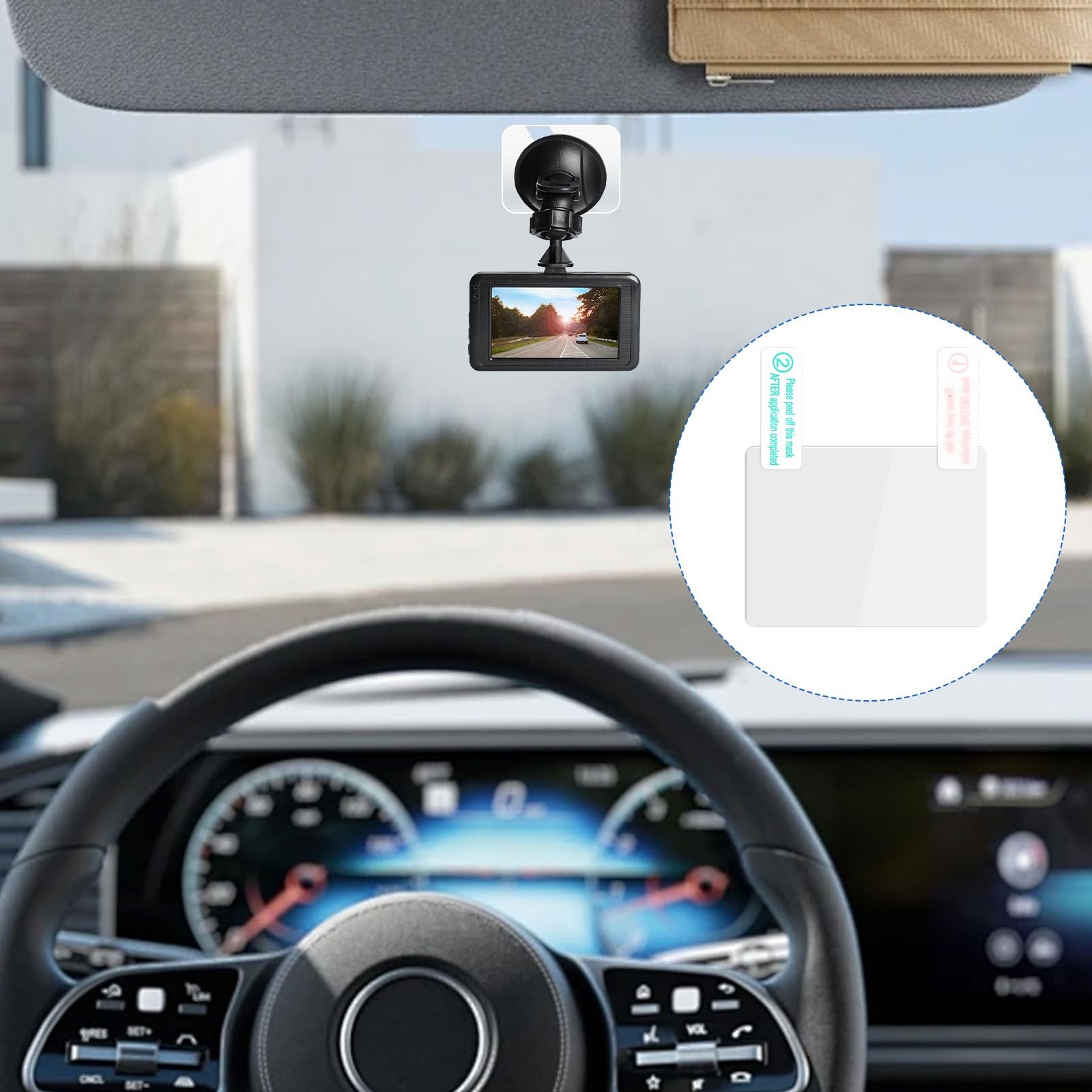4 Pcs Electrostatic Double-Sided Sticker Mounting for Dash Cam Windshield Film