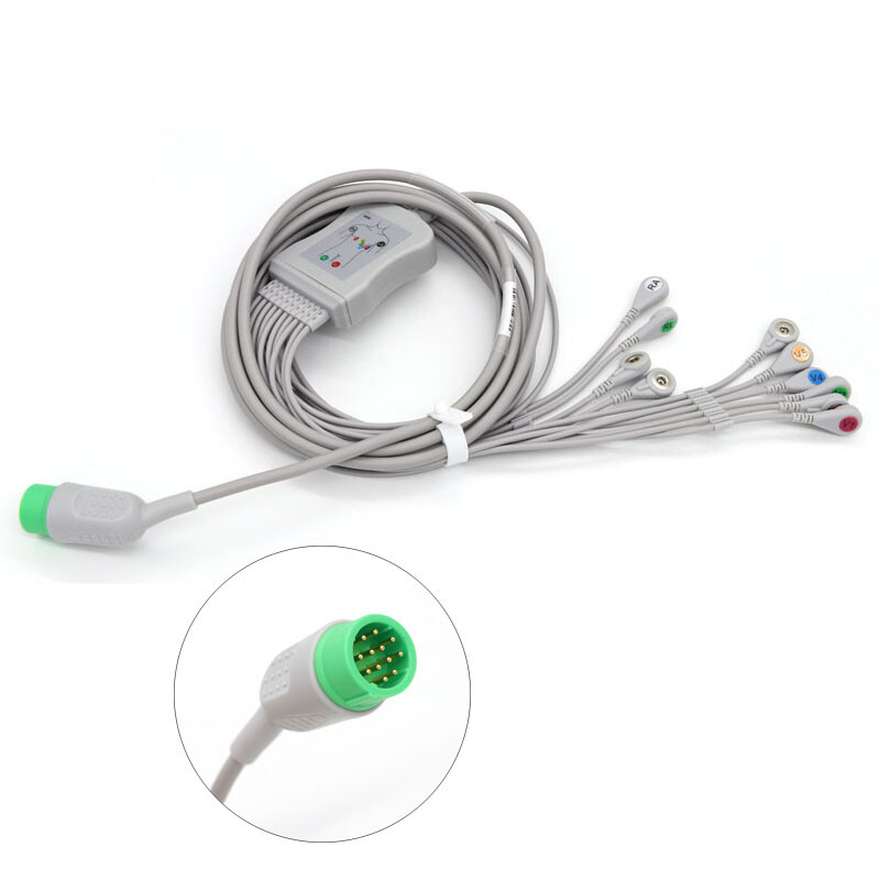 Physio Control Lifepak ECG EKG Cable 10Leads Snap Compatible Lifepack12/15/20