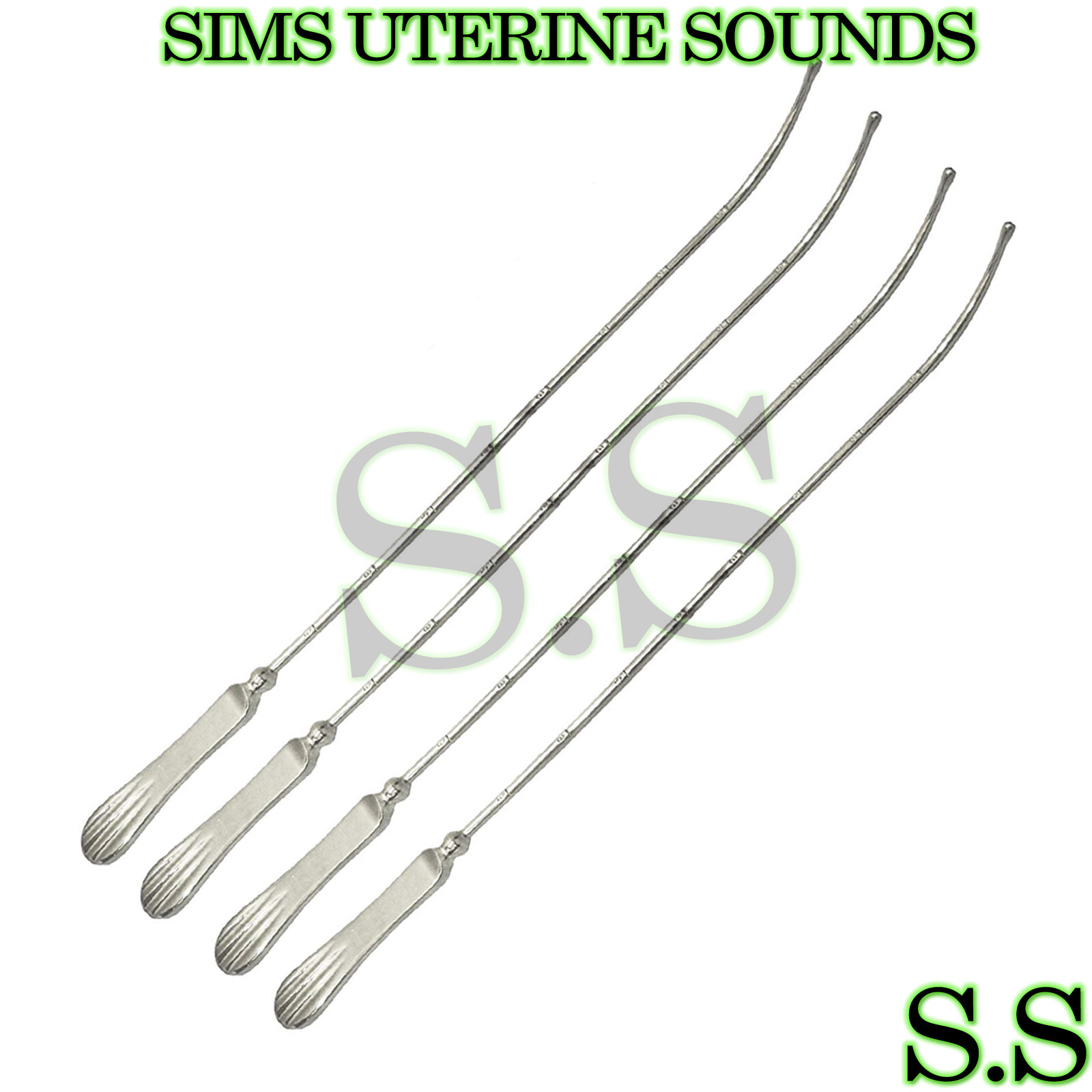 4 SIMS UTERINE SOUNDS GYNO GRAD SURGICAL INSRUMENTS