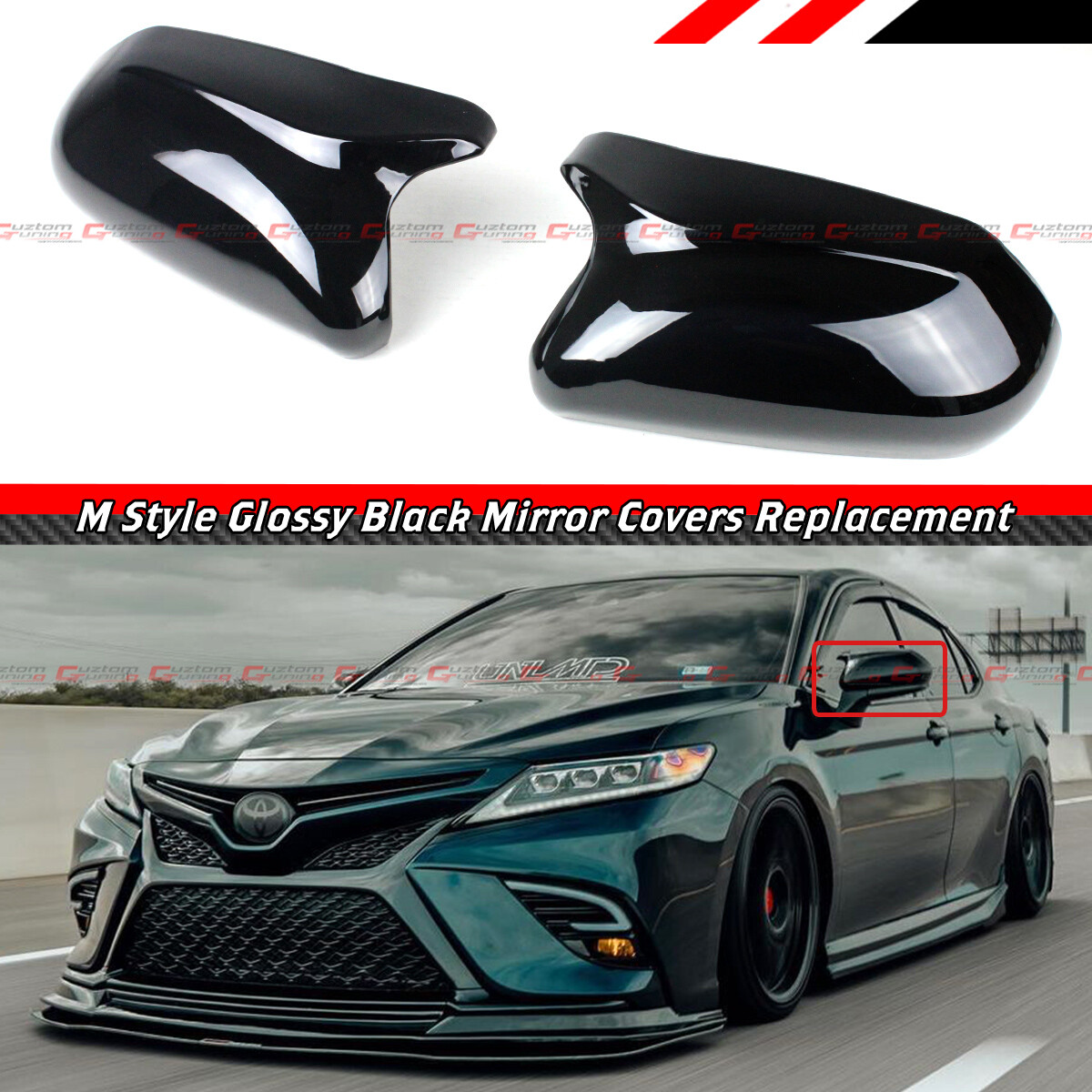 FOR 18-24 CAMRY LE SE XLE XSE M STYLE GLOSS BLACK SIDE MIRROR COVER REPLACEMENTs