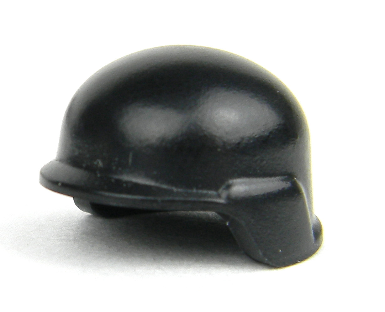 Black MCH Combat Helmet compatible with toy brick minifig Brickarms SWAT