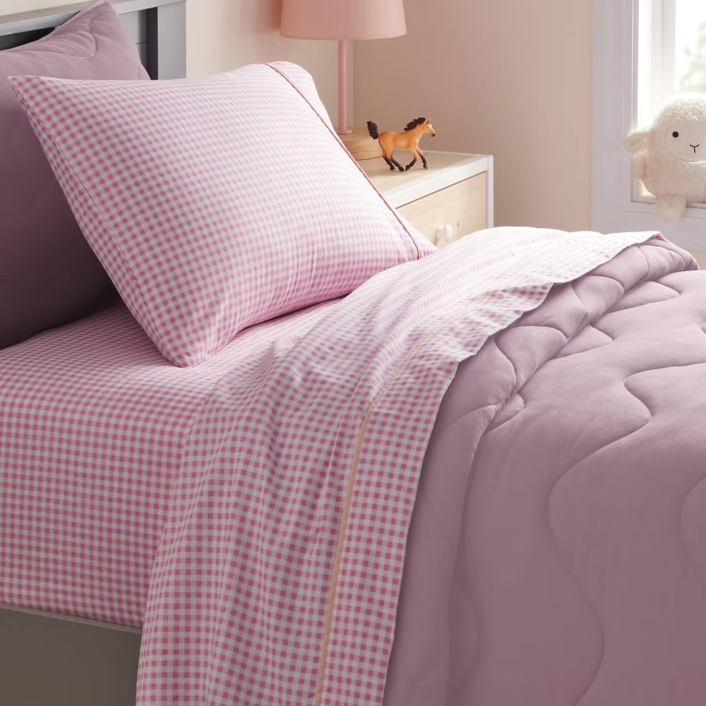 Queen Gingham Kids' Cotton Sheet Set - Pillowfort