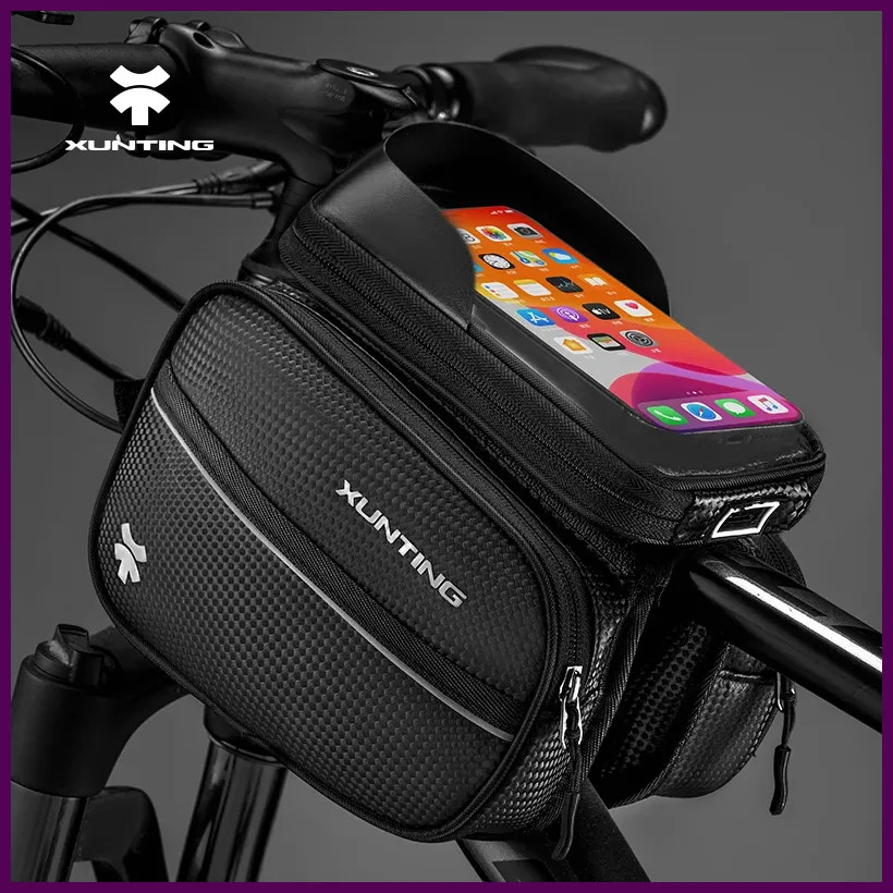 Xunting Mountain Bike Bag Front Handlerbar Bag Rainproof 6.8inch Mobile Phone