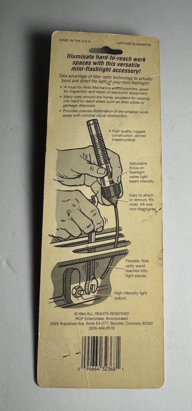 Vintage from 1994 - Flexible Fiber Optic Mini Flashlight Adapter