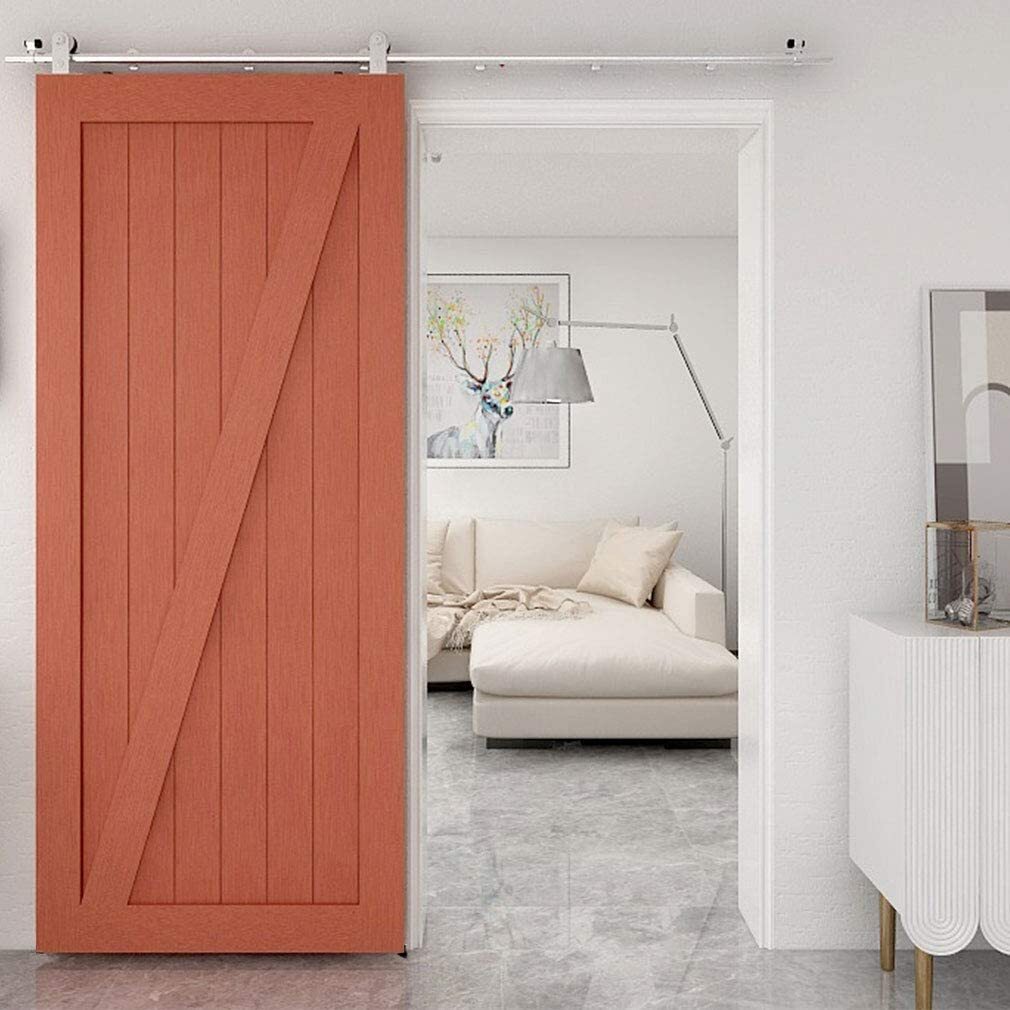 CCJH 4FT-18FT Stainless Steel Sliding Barn Door Hardware Kit Track For Wood Door