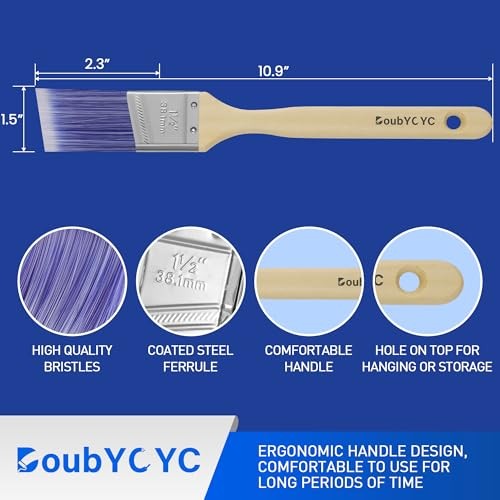 Paint Brushes - 6 Pack Angle Brushes, Paint Brush Set, Paint 1.5" 6-piece