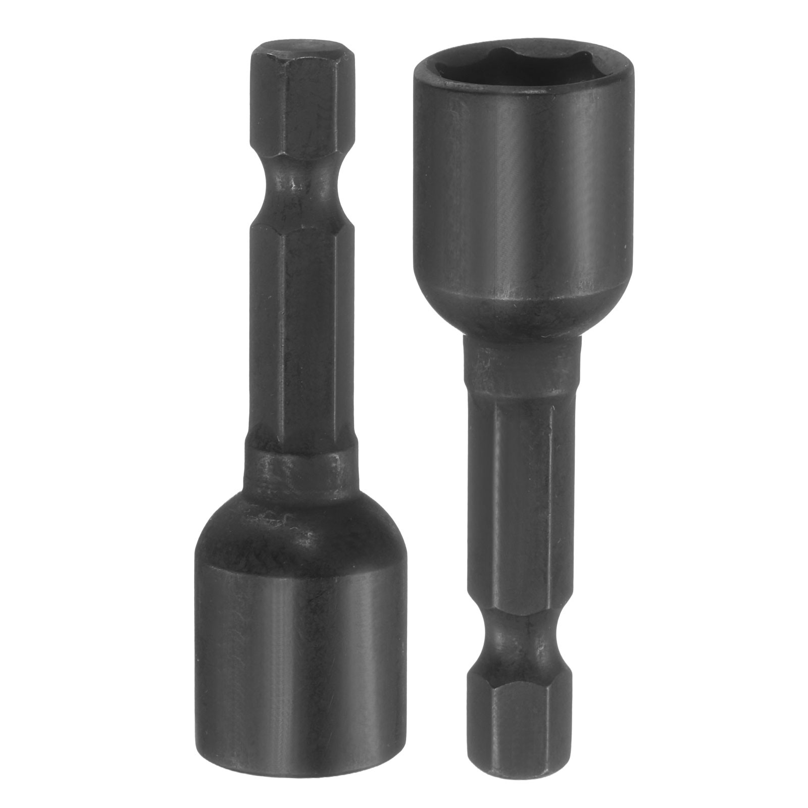 1/4" Hex Magnetic Nut 10mm Socket Wrench 48mm Black 2pcs