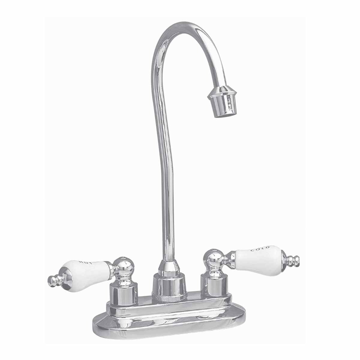 Gooseneck Bar Faucet Heavy Cast Brass Chrome 2 Handles | Renovator's Supply