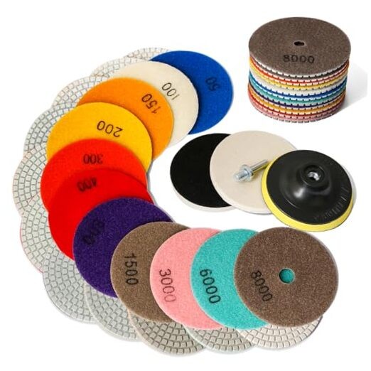 15PCS 4 Inch Diamond Polishing Pads Set,  50-8000 Grit Stone Polishing Kit,