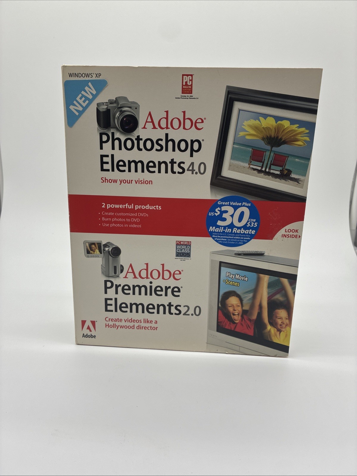 Adobe Photoshop Elements 4.0 & Premiere Elements 2.0 Vintage NEW SEALED 2005