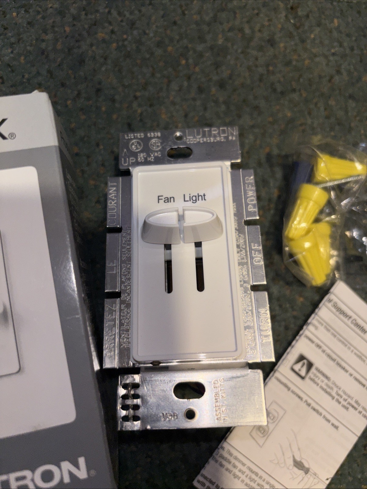 (2) Lutron S2-LF-WH Skylark 2.5 Amp Fan Controls / 300W Dimmer for Incandescent