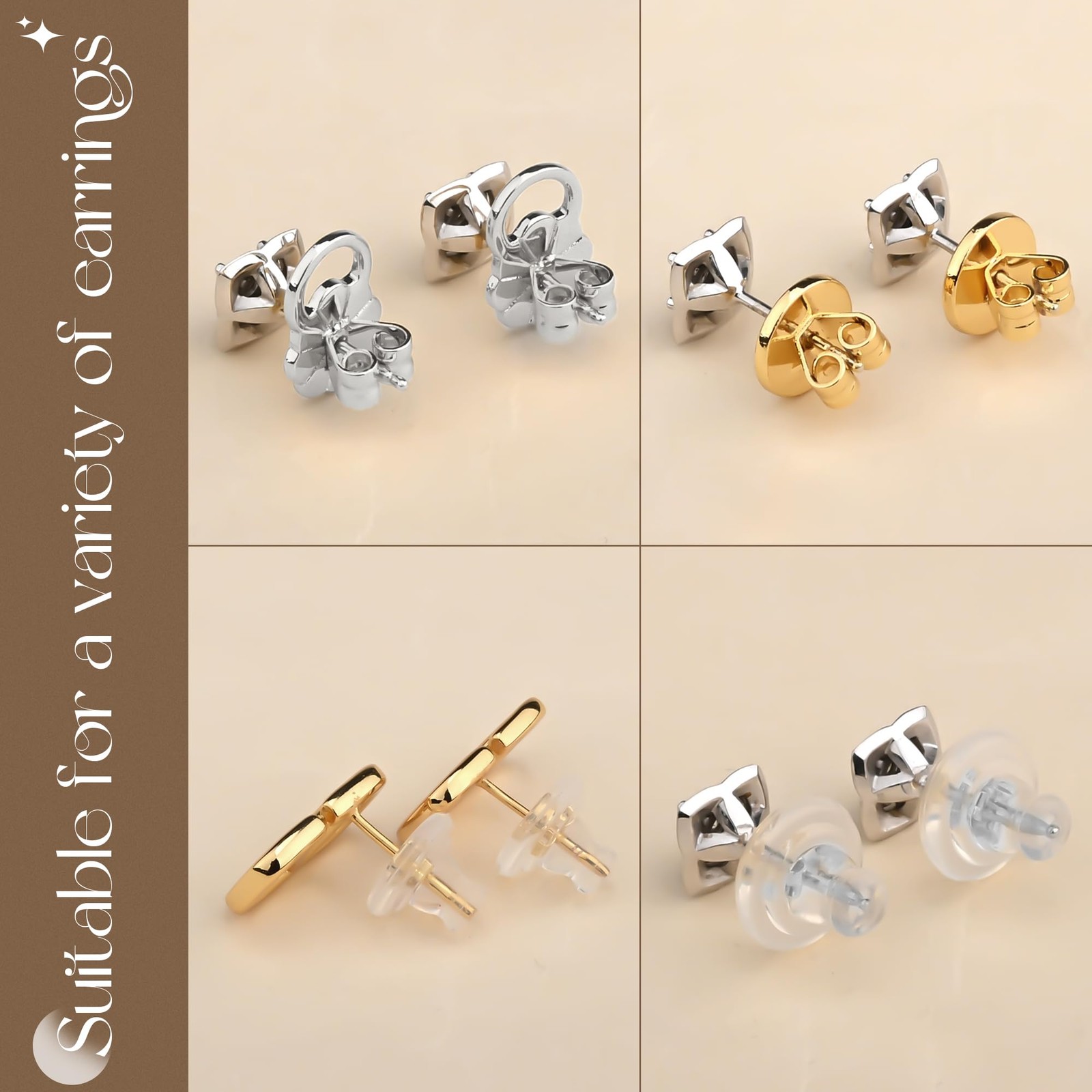 Earring Backs for Droopy Ears Heavy Earrings - Replacements Locking Ear Suppo...