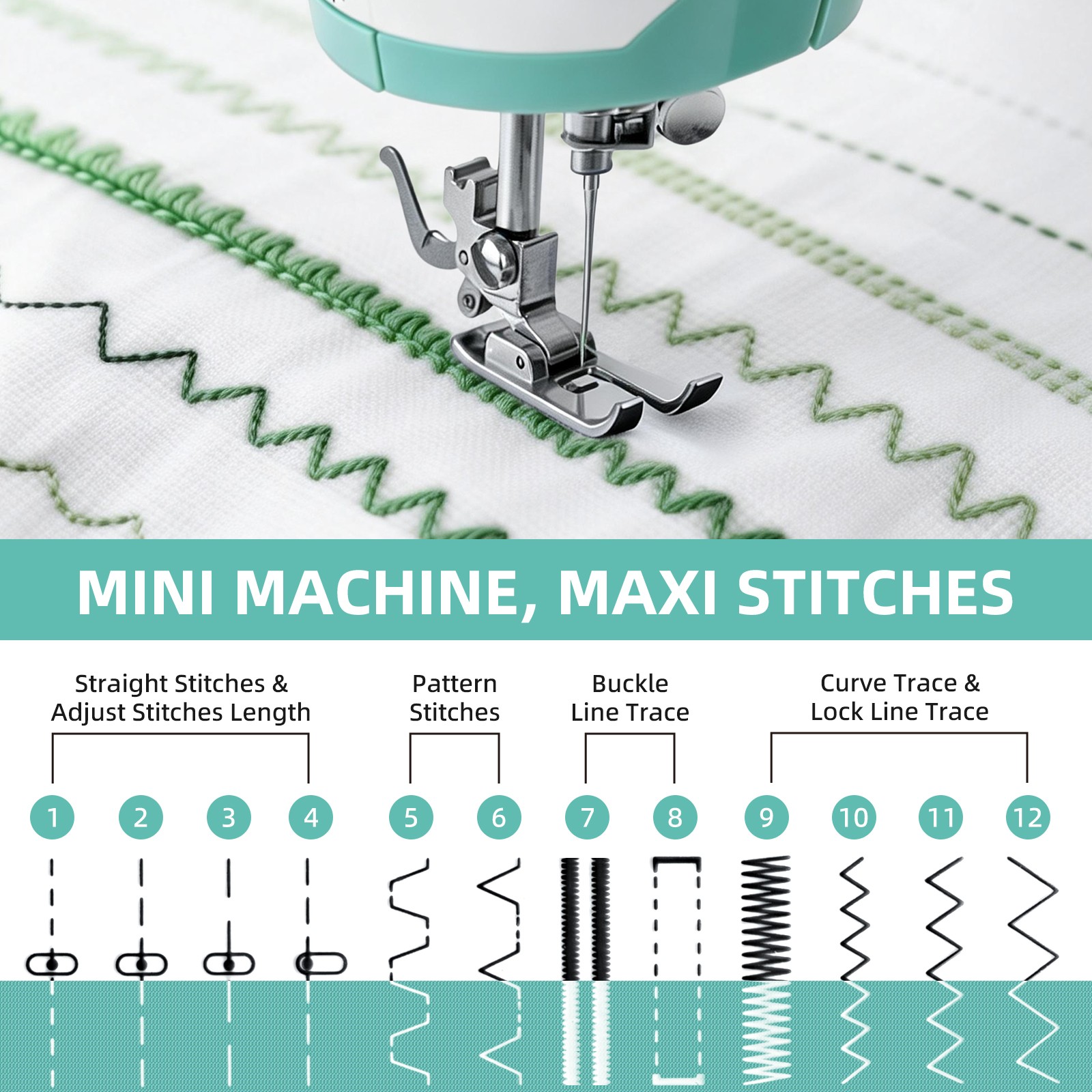 Portable Electric Sewing Machine Crafting Mending Machine 12 Built-In Stitches U