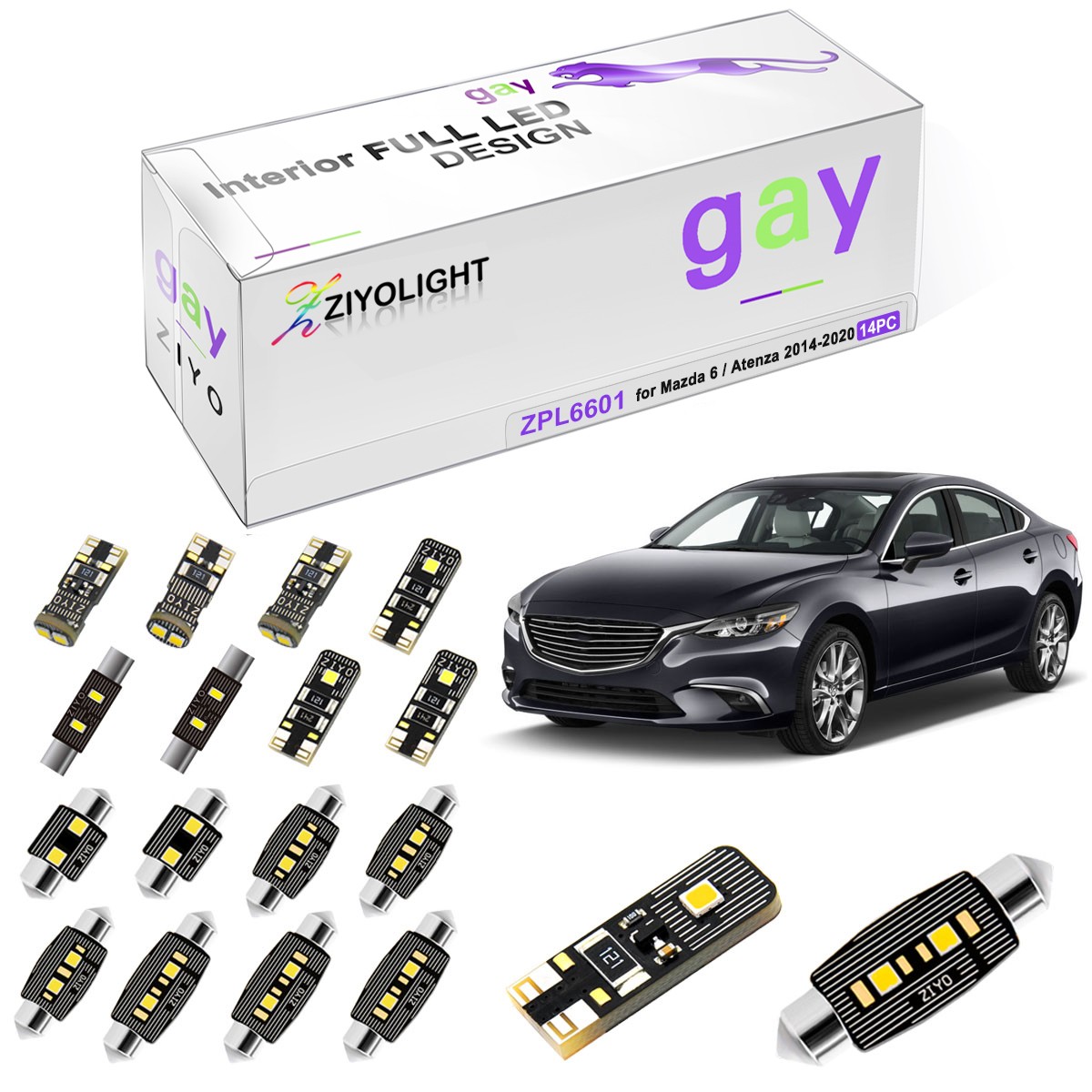 LED Interior Light Kit for Mazda6 2014-2021 Mazda 6 White Light Bulbs Upgrade