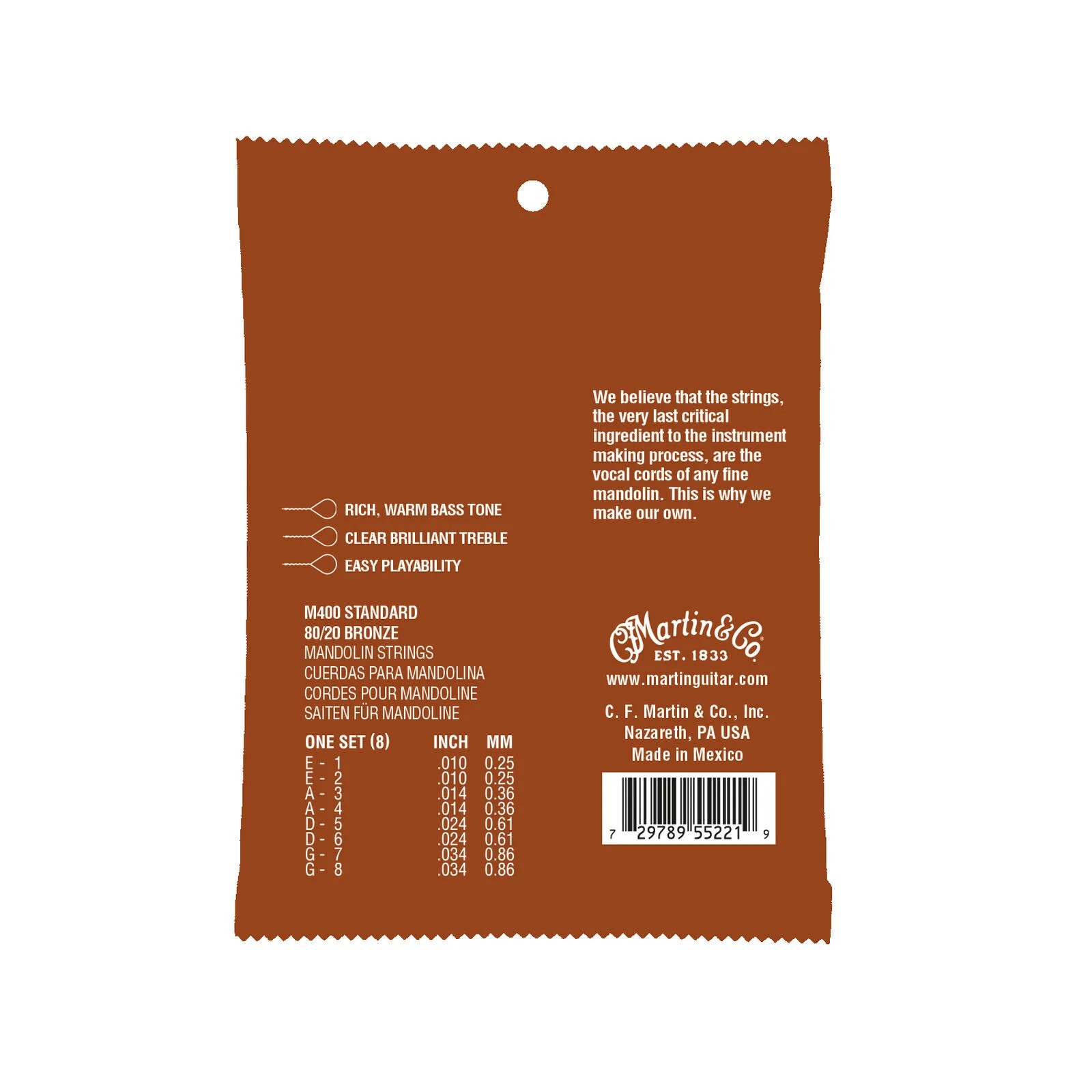 Martin 80/20 Bronze Mandolin Strings, 10-34