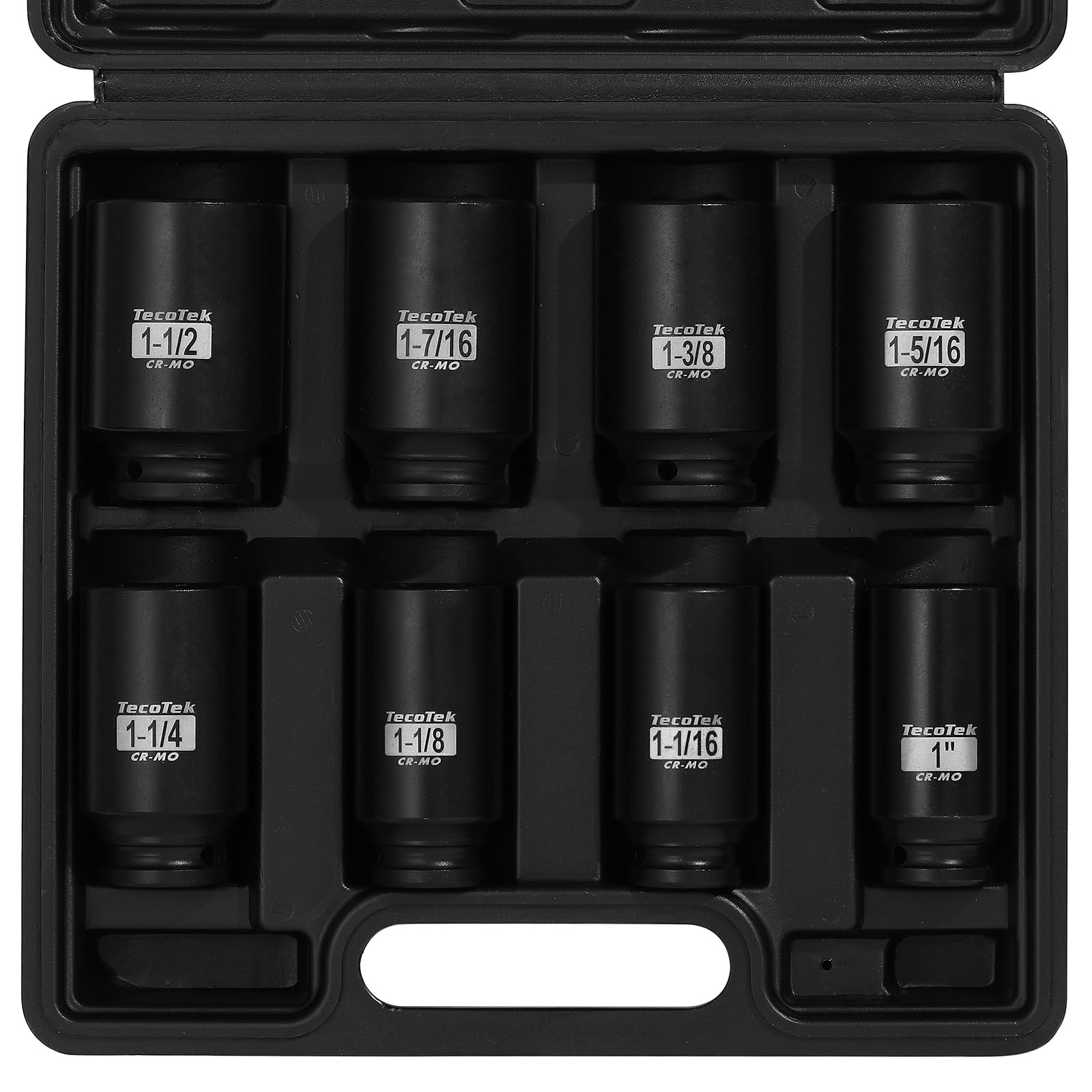 TecoTek 1/2" Drive 6-Point Impact Socket Set 8-Piece SAE Cr-Mo 1-1/2