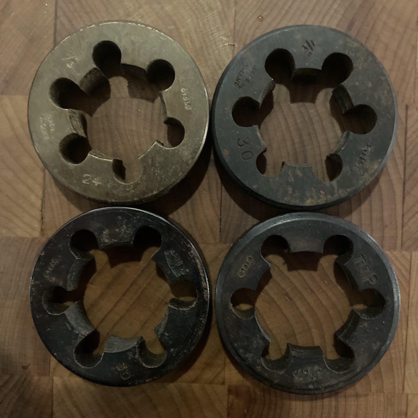 Four Vtg NOS CYCLO Threading Dies 7/8" x 30; 7/8" x24; 30D; & Thread Chase  (NJ)