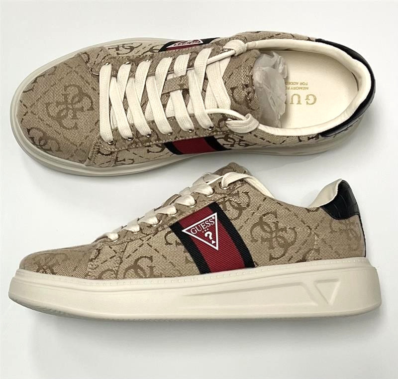 Guess Monogram Memory Foam Sneakers for Men Medium Natural Caffen2 Size 10.5M