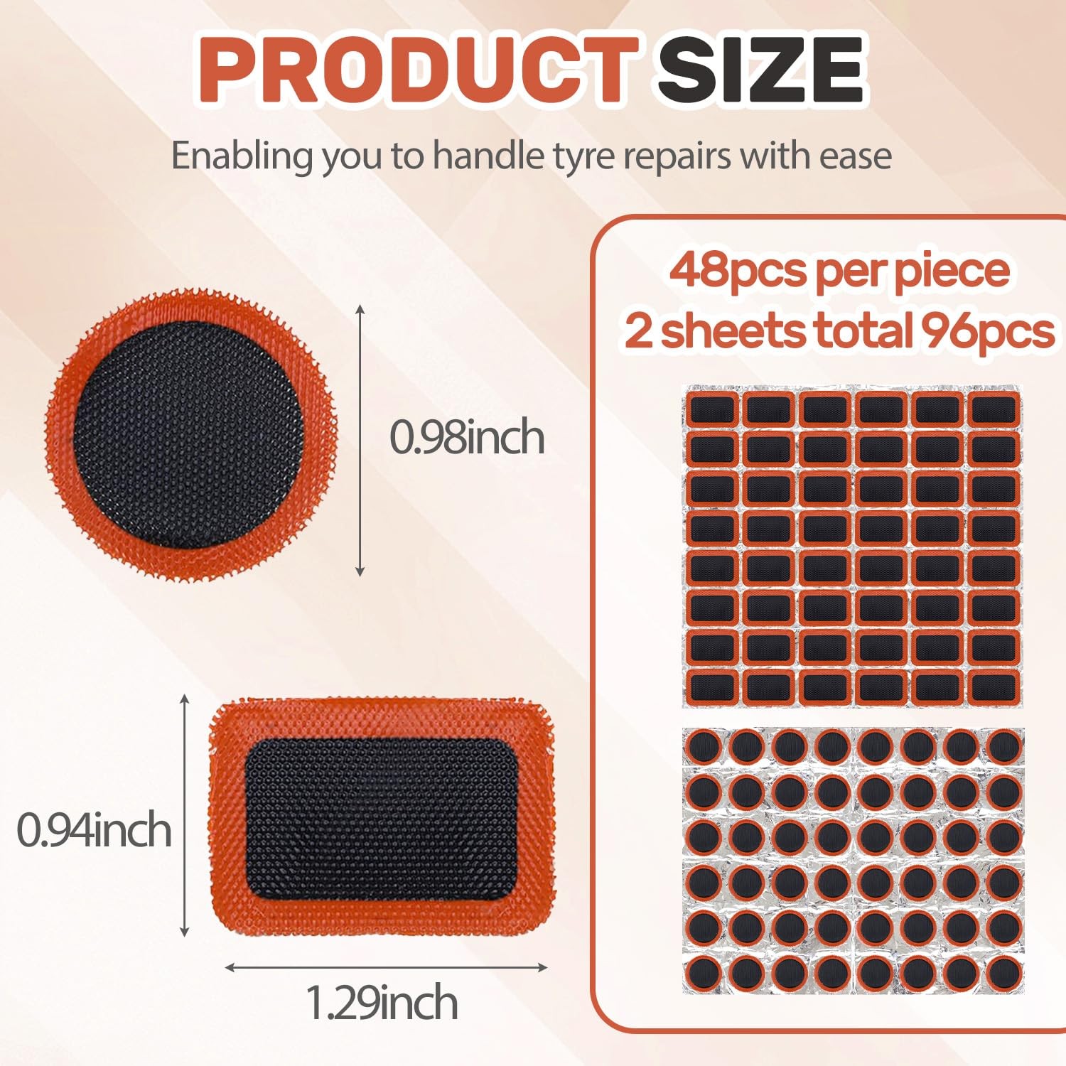 OLLBIT 96PCS Tire Patch,Parches para Bicicleta,Rubber Bike Patch Kit,Inner