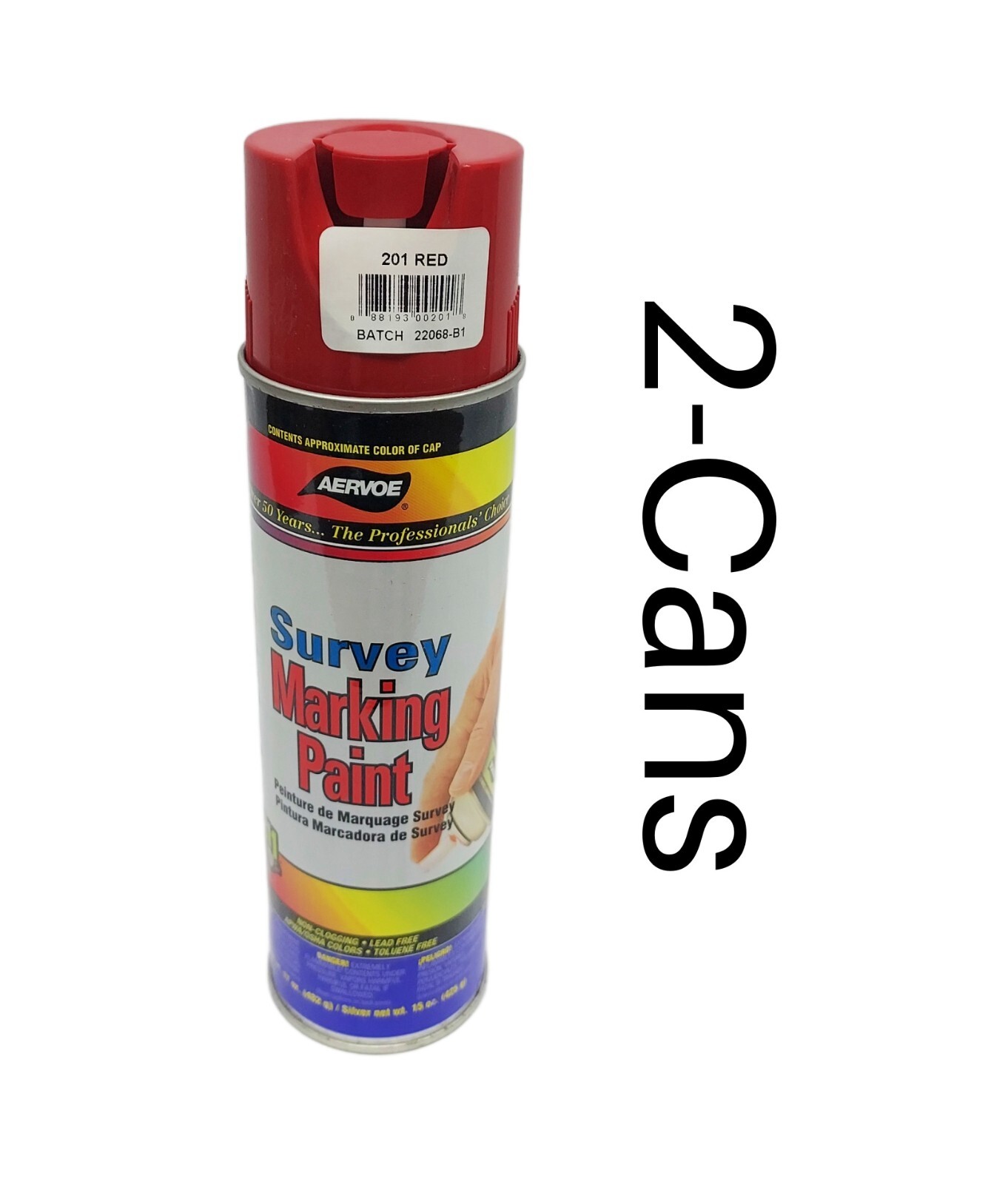 Two 17 oz Cans Aervoe 201 Red Survey Marking Paint #811