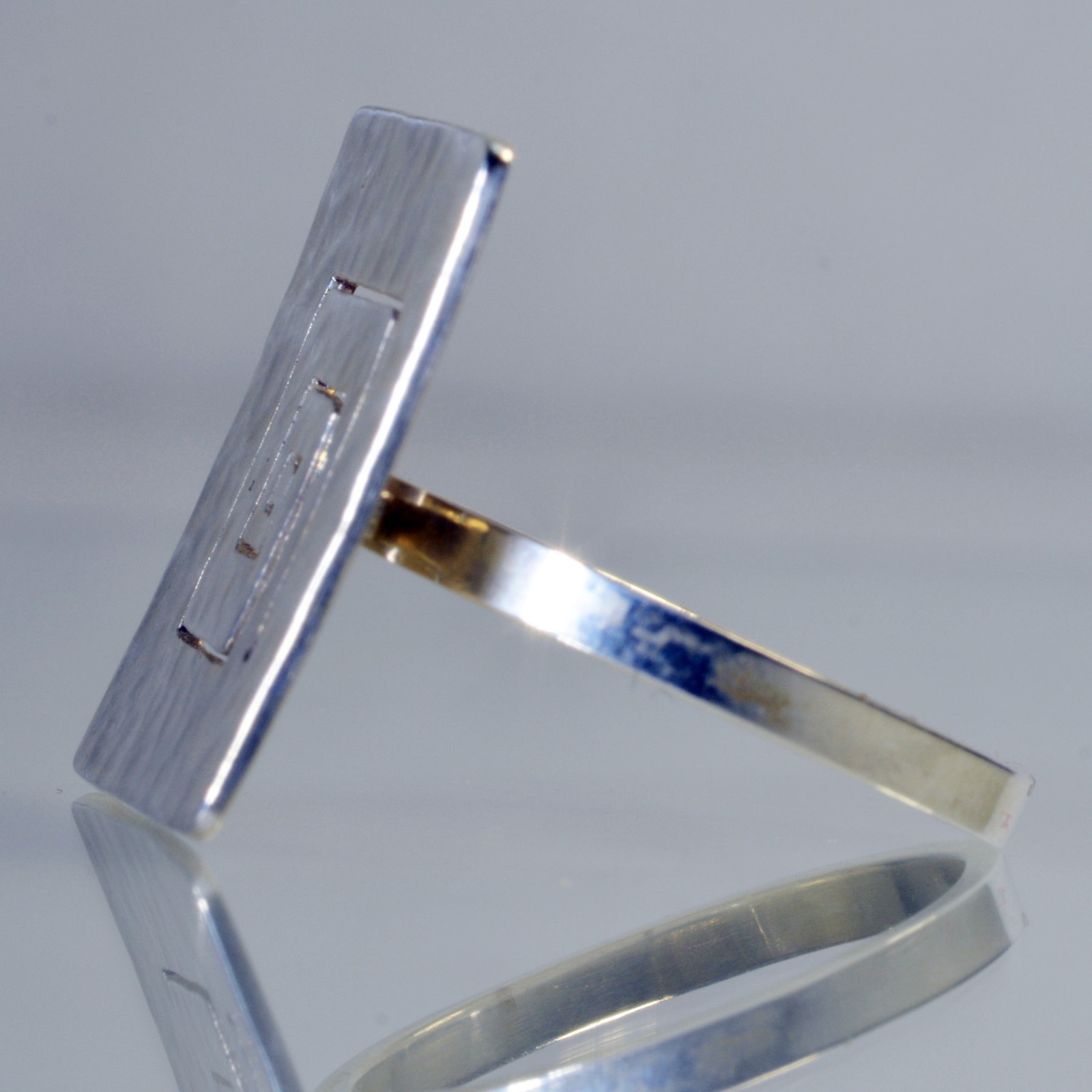 Designer Handmade Sterling Silver Square Ring Size 8