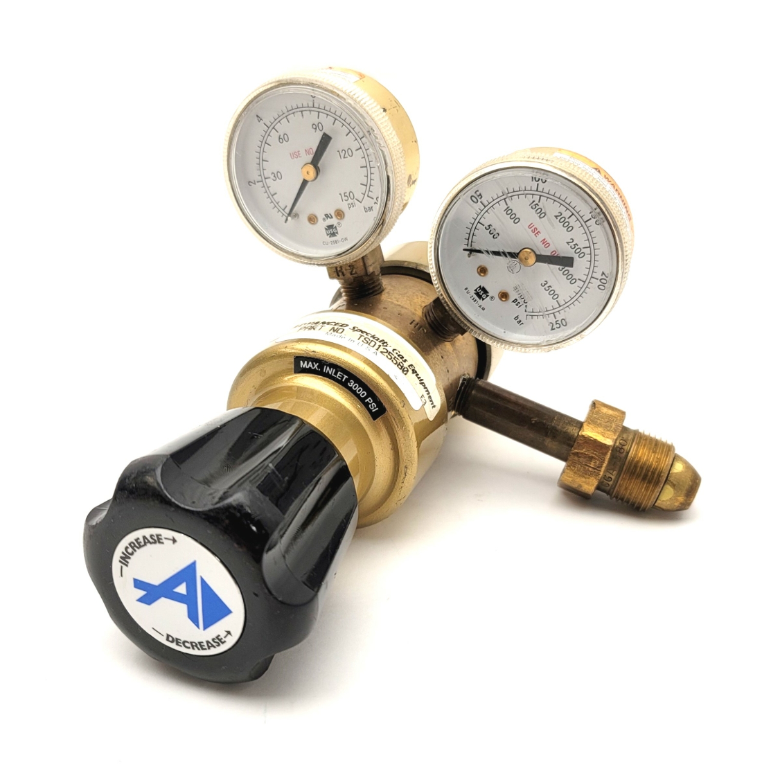 Advanced Specialty TSD125580 Brass Two Stage Regulator 0-125psi, CGA-580, 1/4NPT