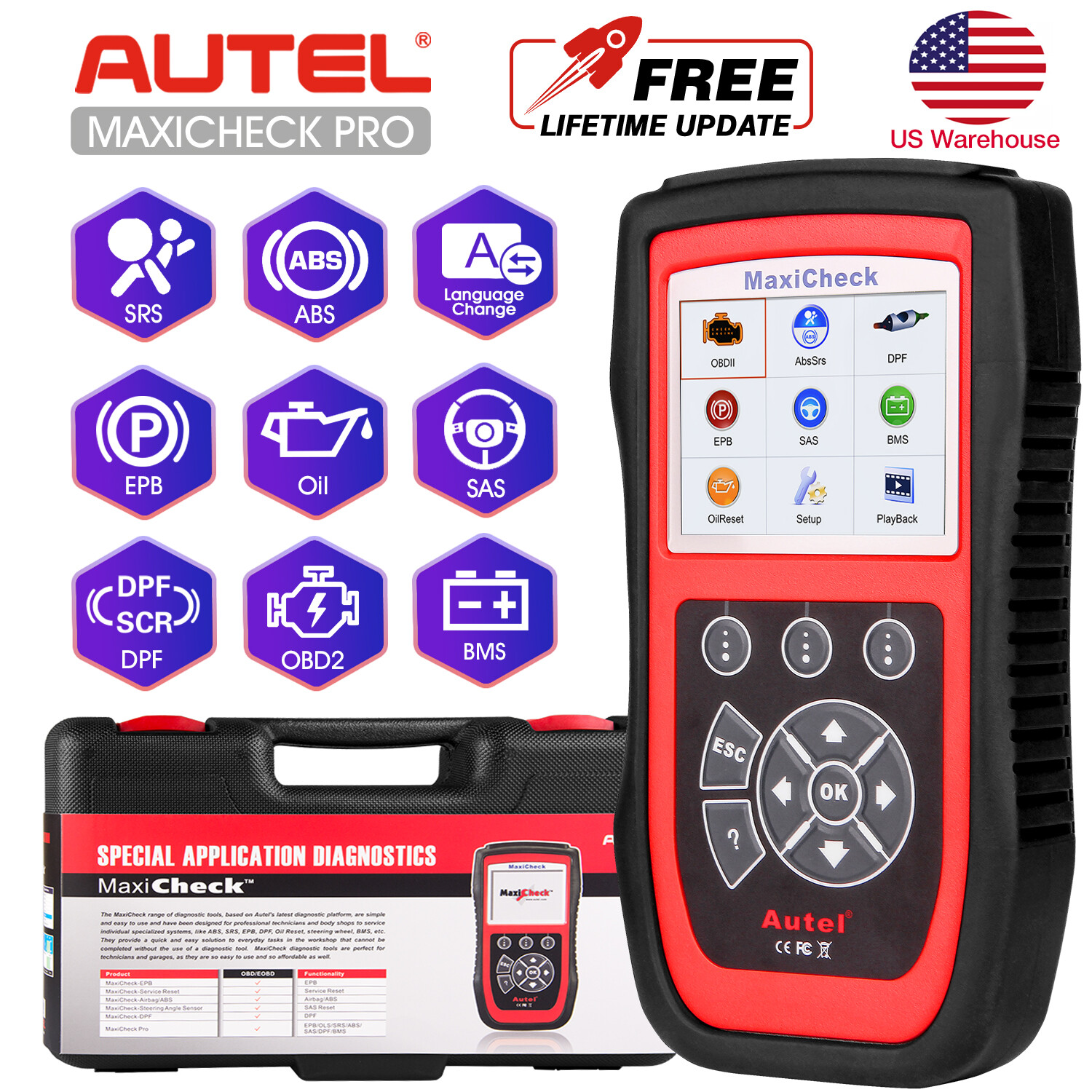 Autel MaxiCheck Pro Auto Bleed Tool for ABS Brake Bleeding, SRS, BMS, DPF, EPB