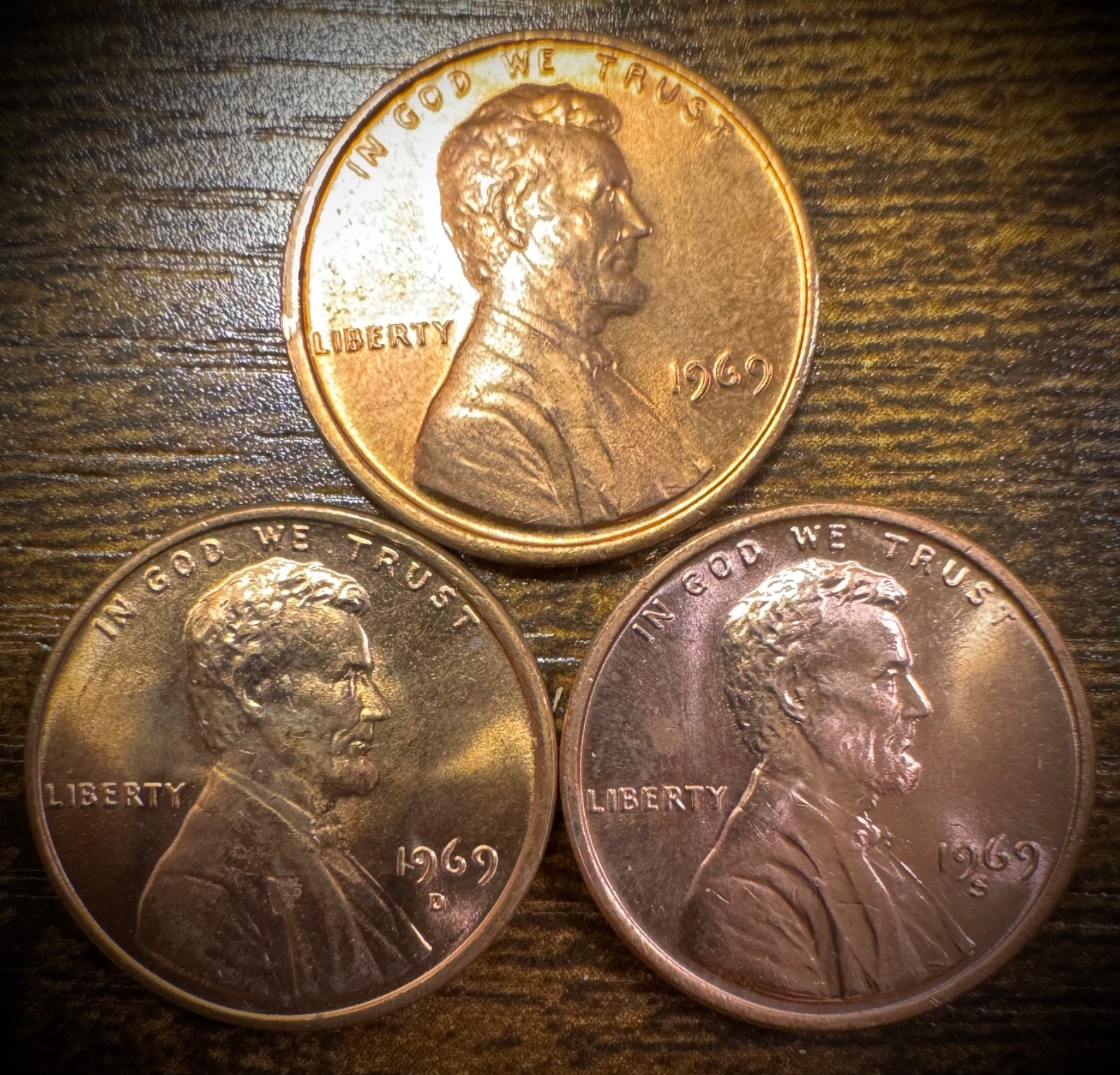 1969 Lincoln Memorial Cent P D S Uncirculated 3 Coin Lot From Original Rolls