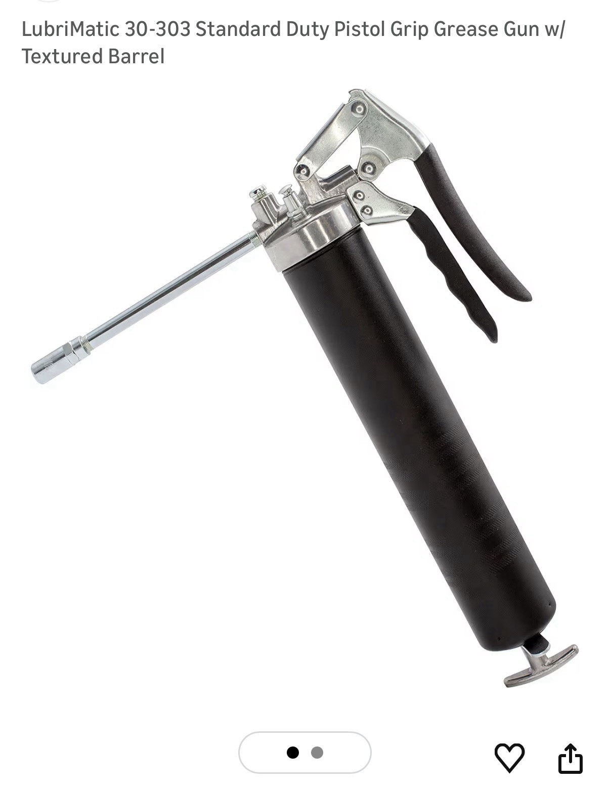 LubriMatic 30-303 Standard Duty Pistol Grip Grease Gun w/ Textured Barrel - NEW
