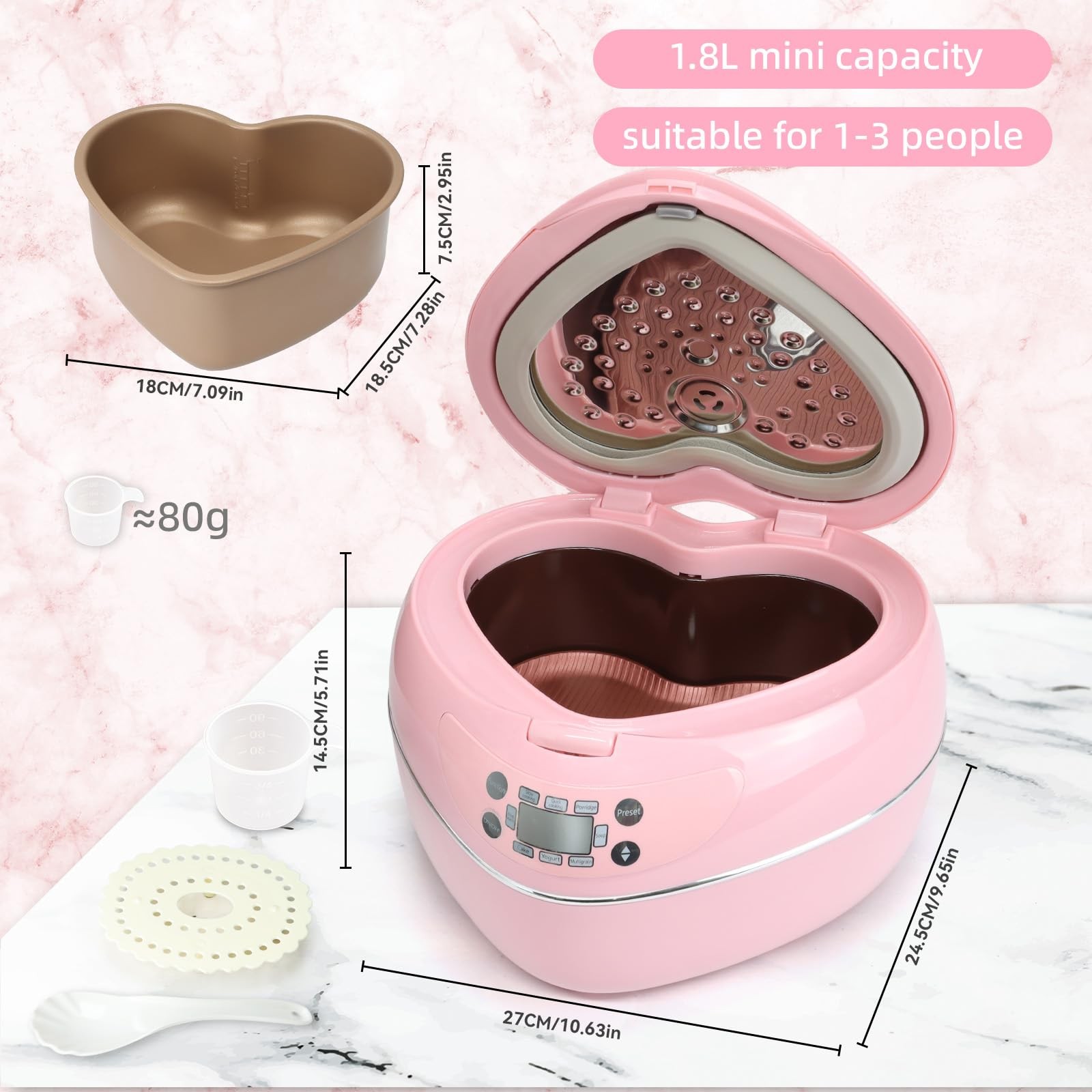 Heart Shaped Pink Rice Cooker, Small Multifunctional Peach Shape