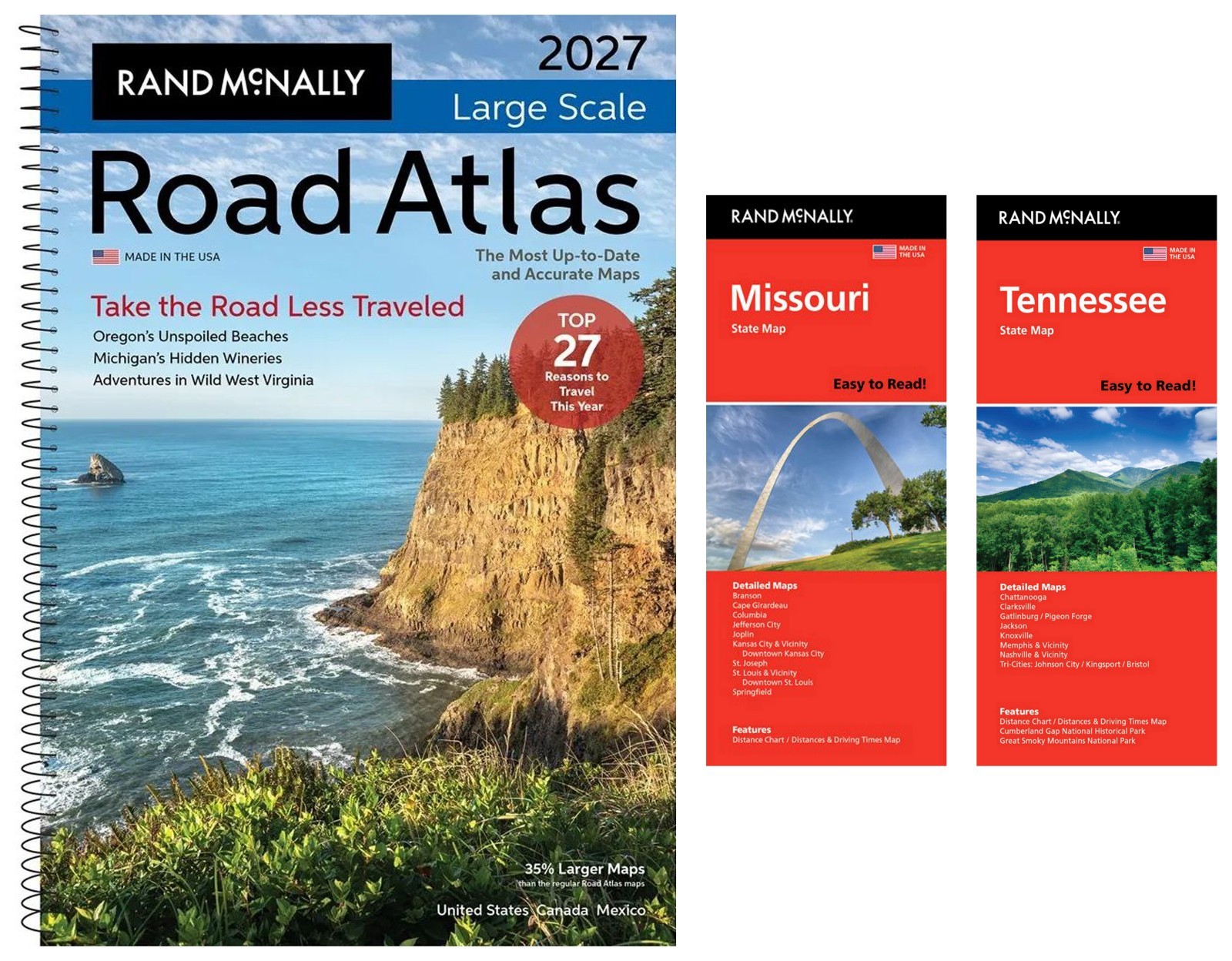 Rand McNally 2027 Large Scale Road Atlas +Easy-to-Read Missouri & Tennessee Maps