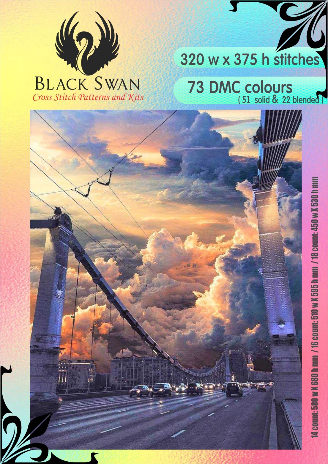 An apocalyptic sunset 407 Chart Counted Cross Stitch Pattern Needlework craft