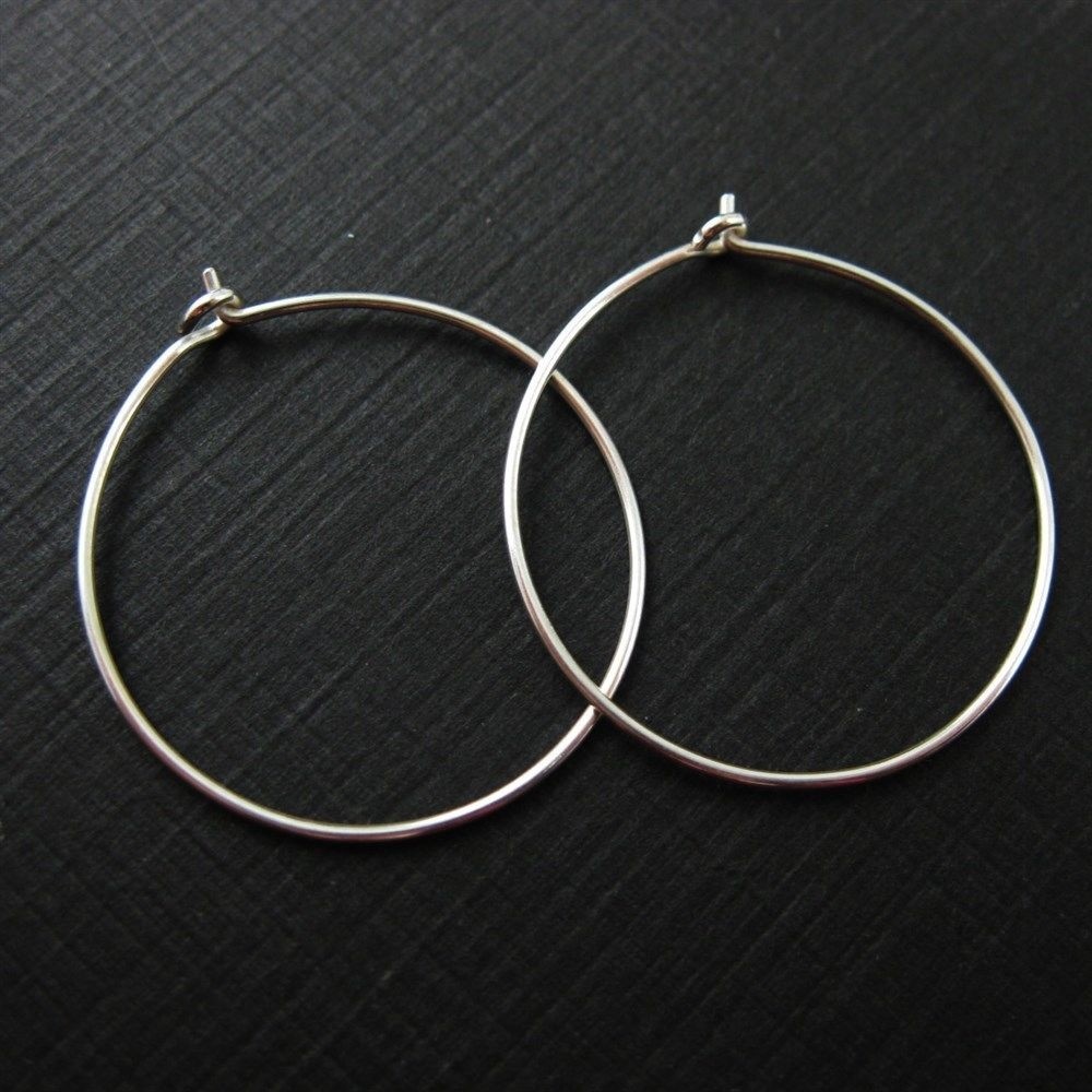 925 Sterling Silver-Simple Earring Hoops- 20 Gauge, 20 mm (2 pairs)