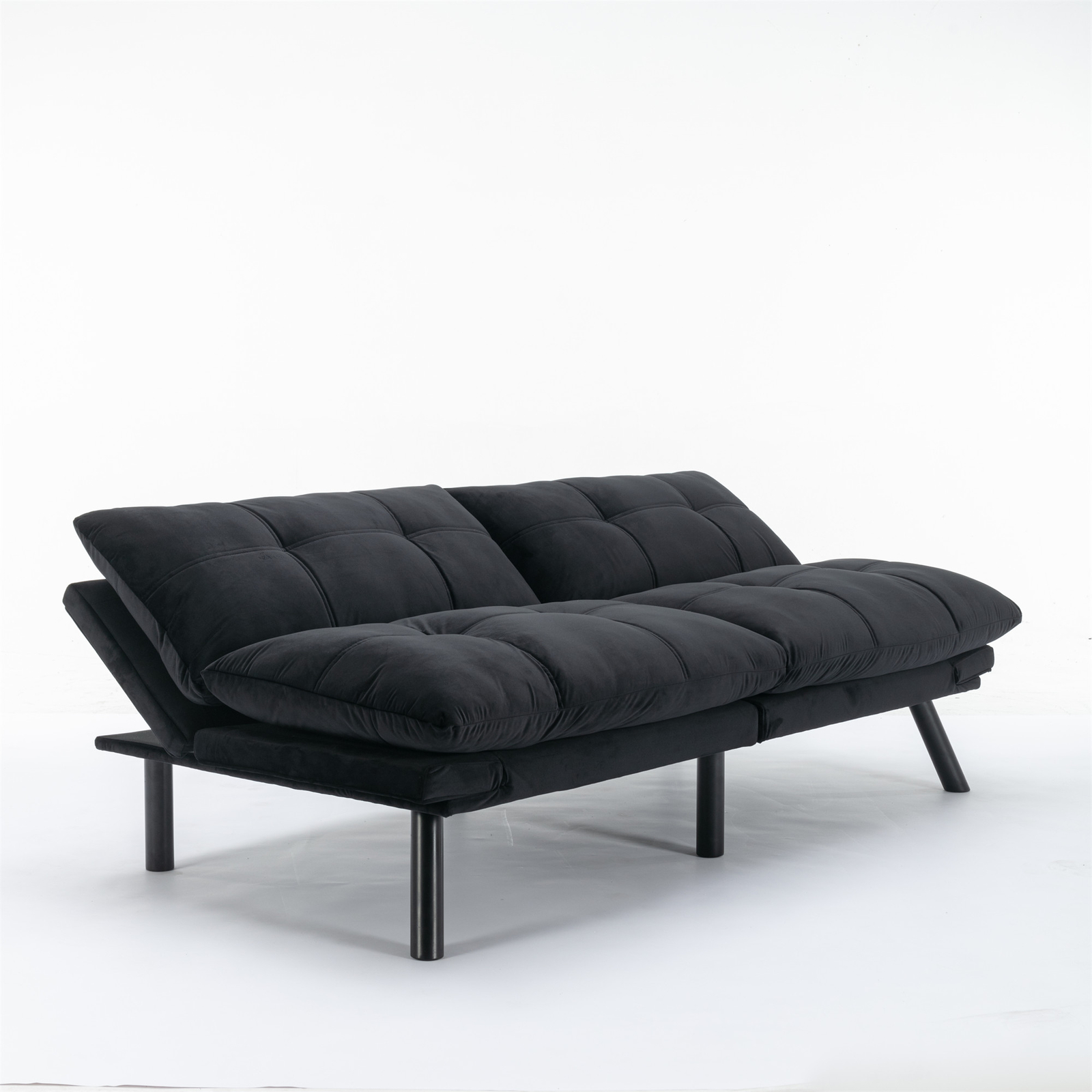 Black Convertible Folding Modern Sofa Bed Fit Small Apartment or Room Well