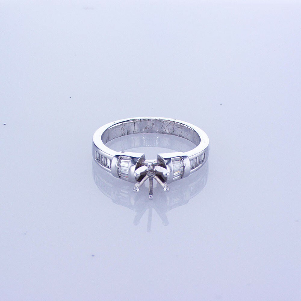 Baguette Cut Diamond Remount Set In  Platinum